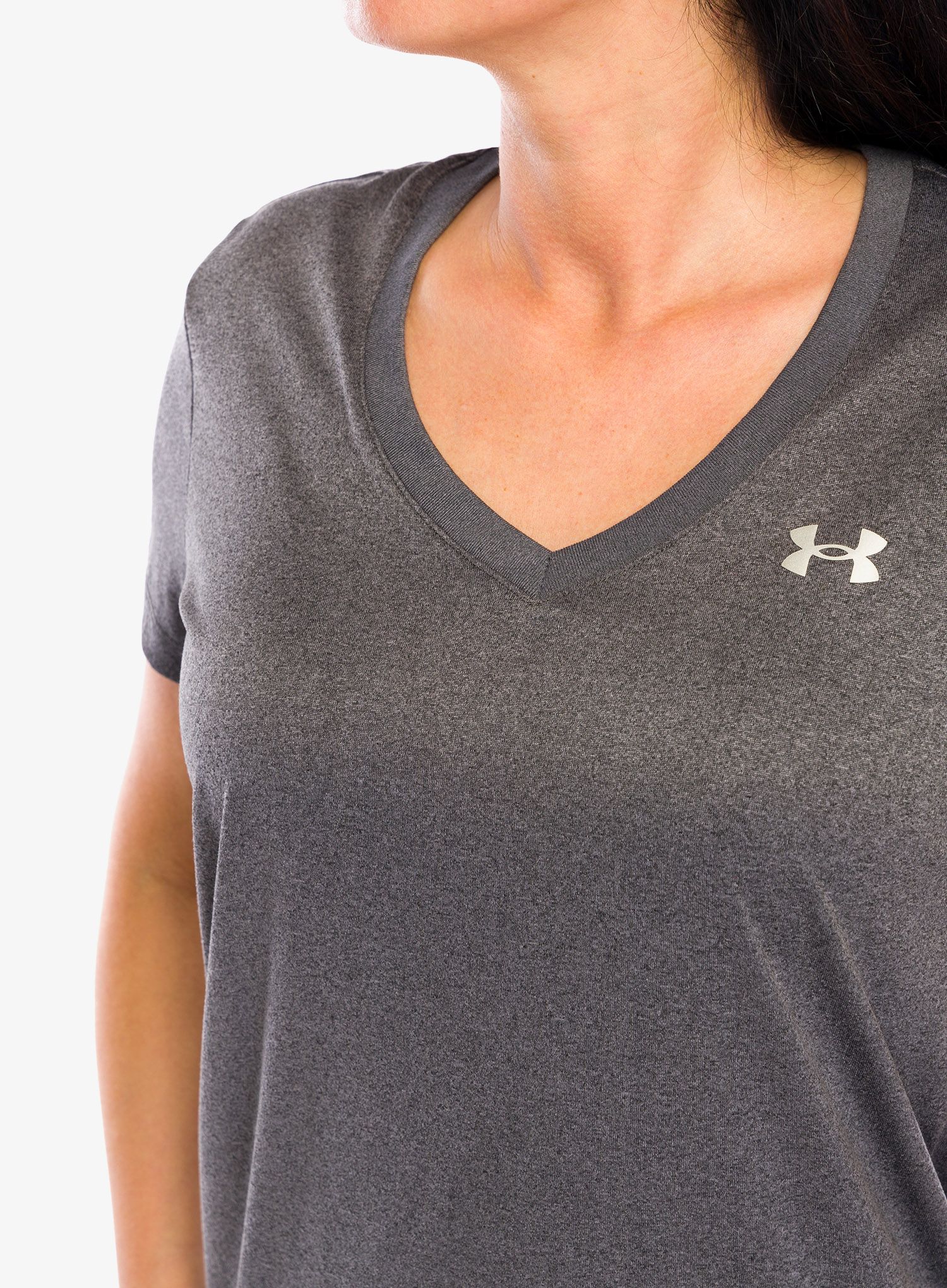 Dámské tričko Under Armour Tech SSV Solid - c.heather/metallic