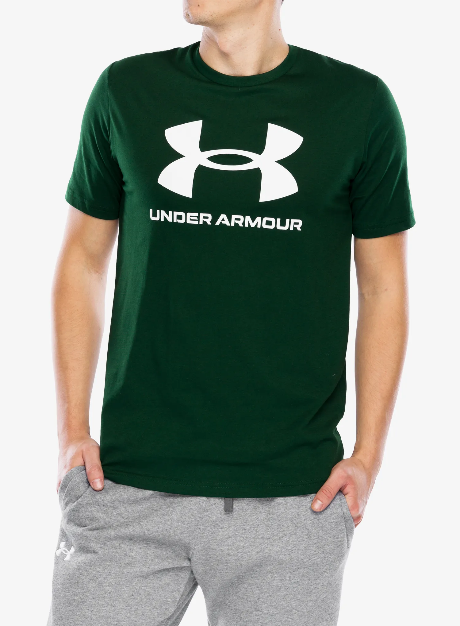 Bavlněné tričko Under Armour UA Logo Short Sleeve - forest green/white