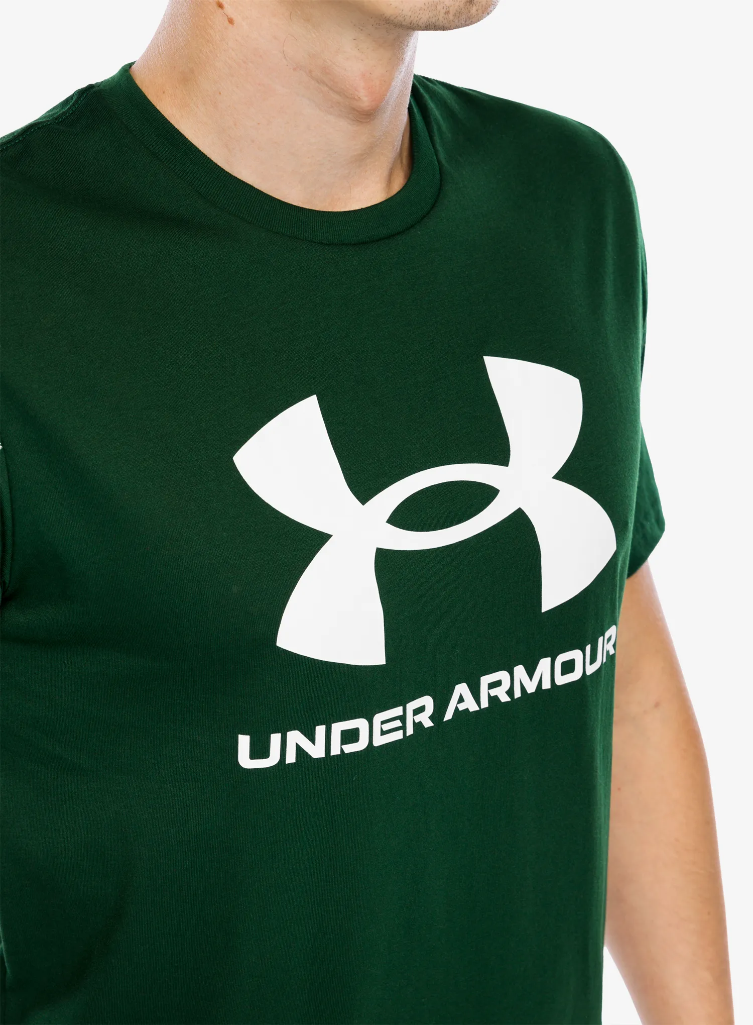 Bavlněné tričko Under Armour UA Logo Short Sleeve - forest green/white