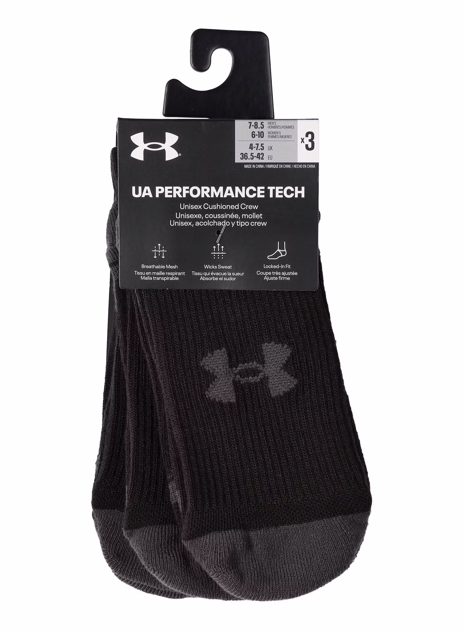 Ponožky Under Armour UA Performance Tech 3-Pack Crew - black/black/jet gray