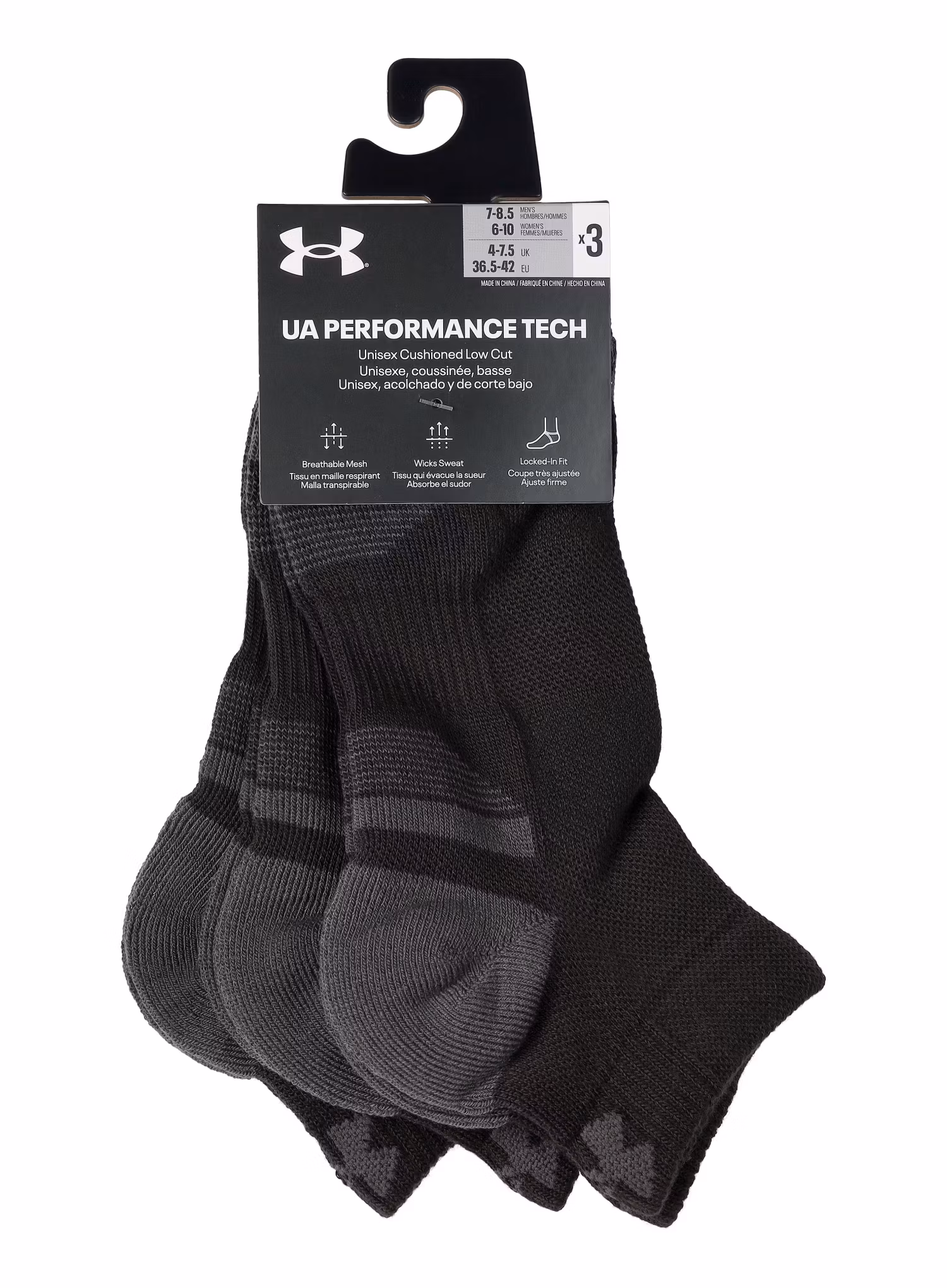 Ponožky Under Armour UA Performance Tech 3-Pack Low Cut - black/black/jet gray