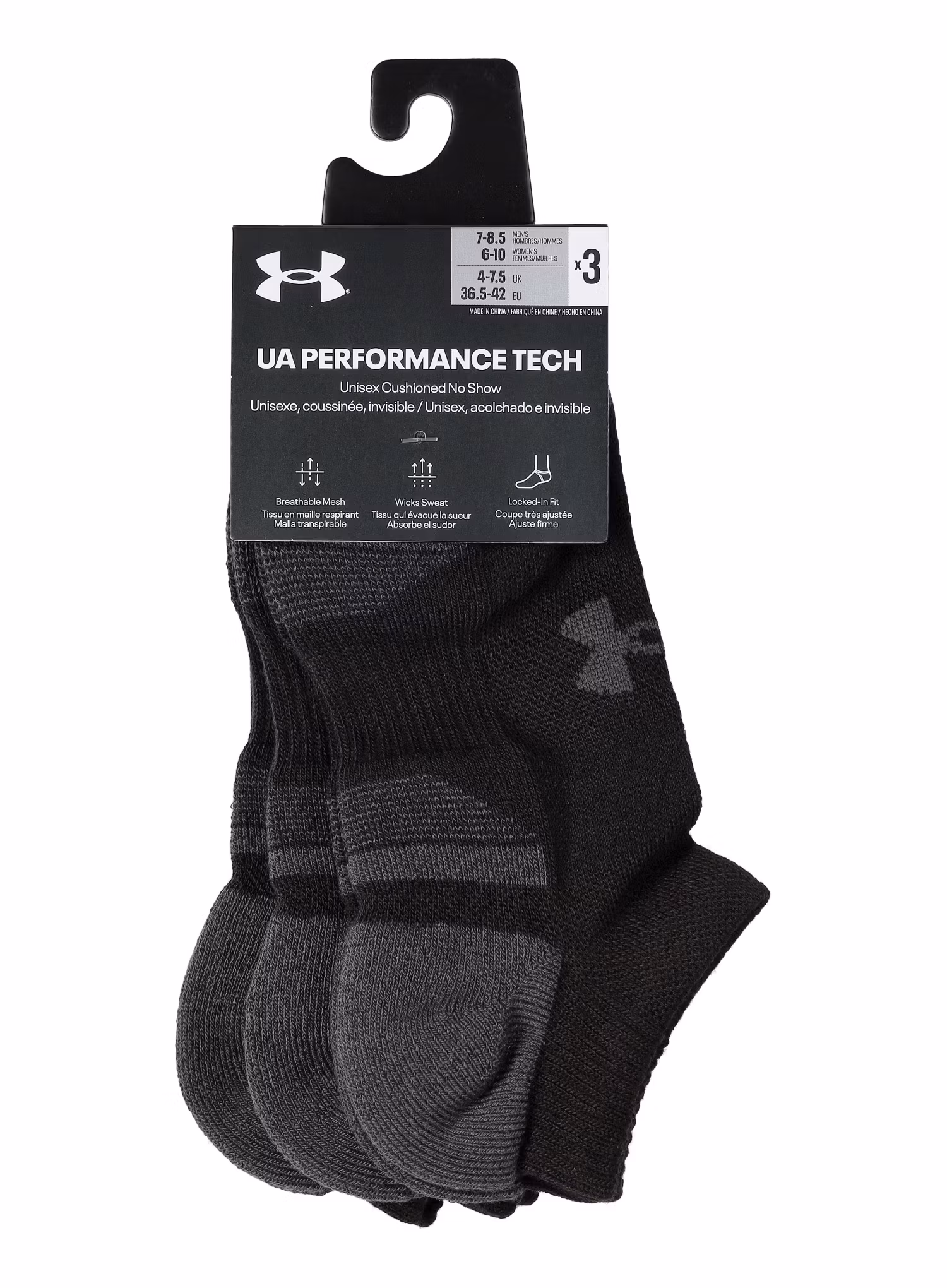 Ponožky Under Armour UA Performance Tech 3-Pack No Show - black/black/jet gray