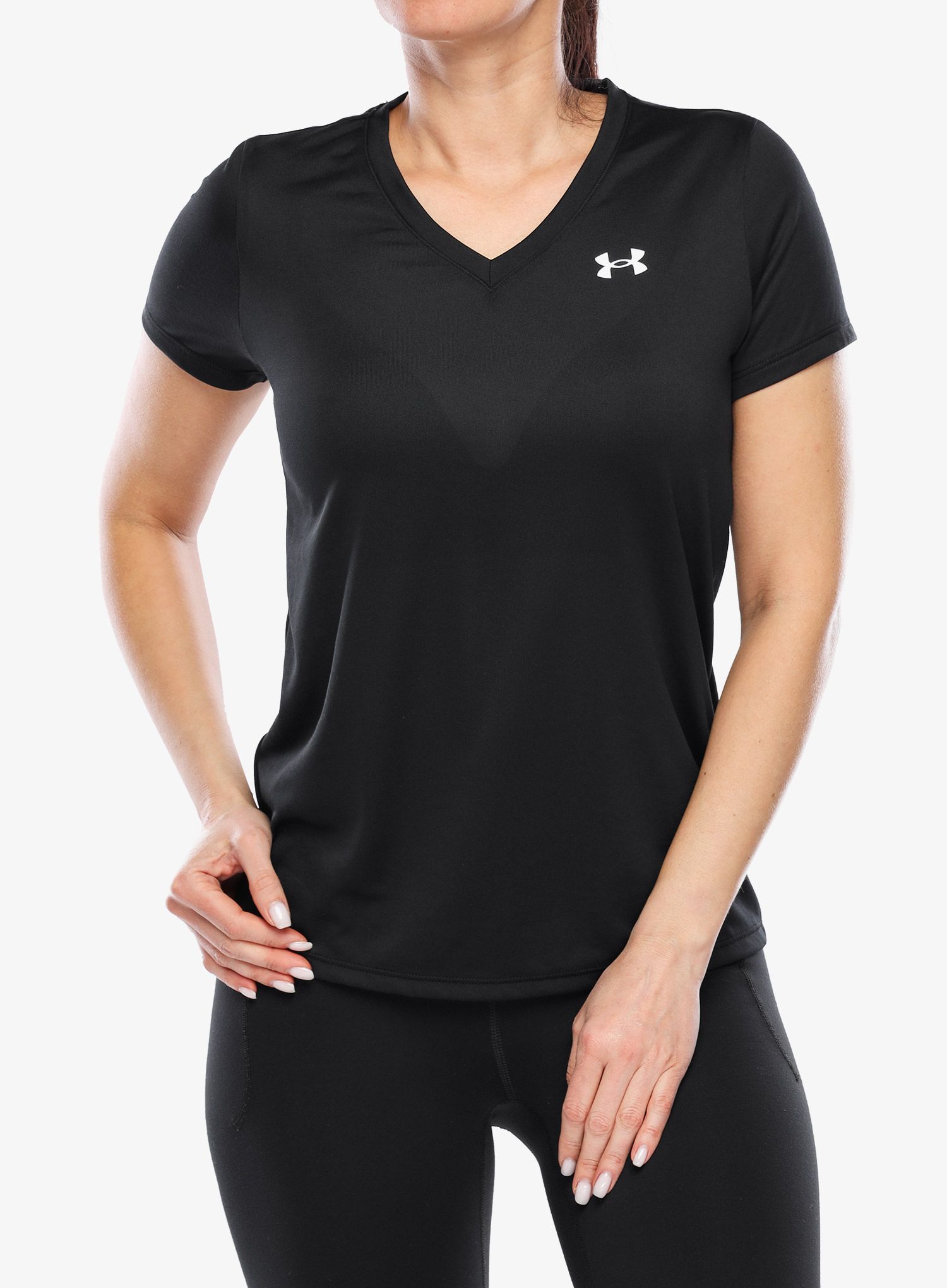 Sportovní tričko dámské Under Armour UA Tech V-Neck SS - black/white