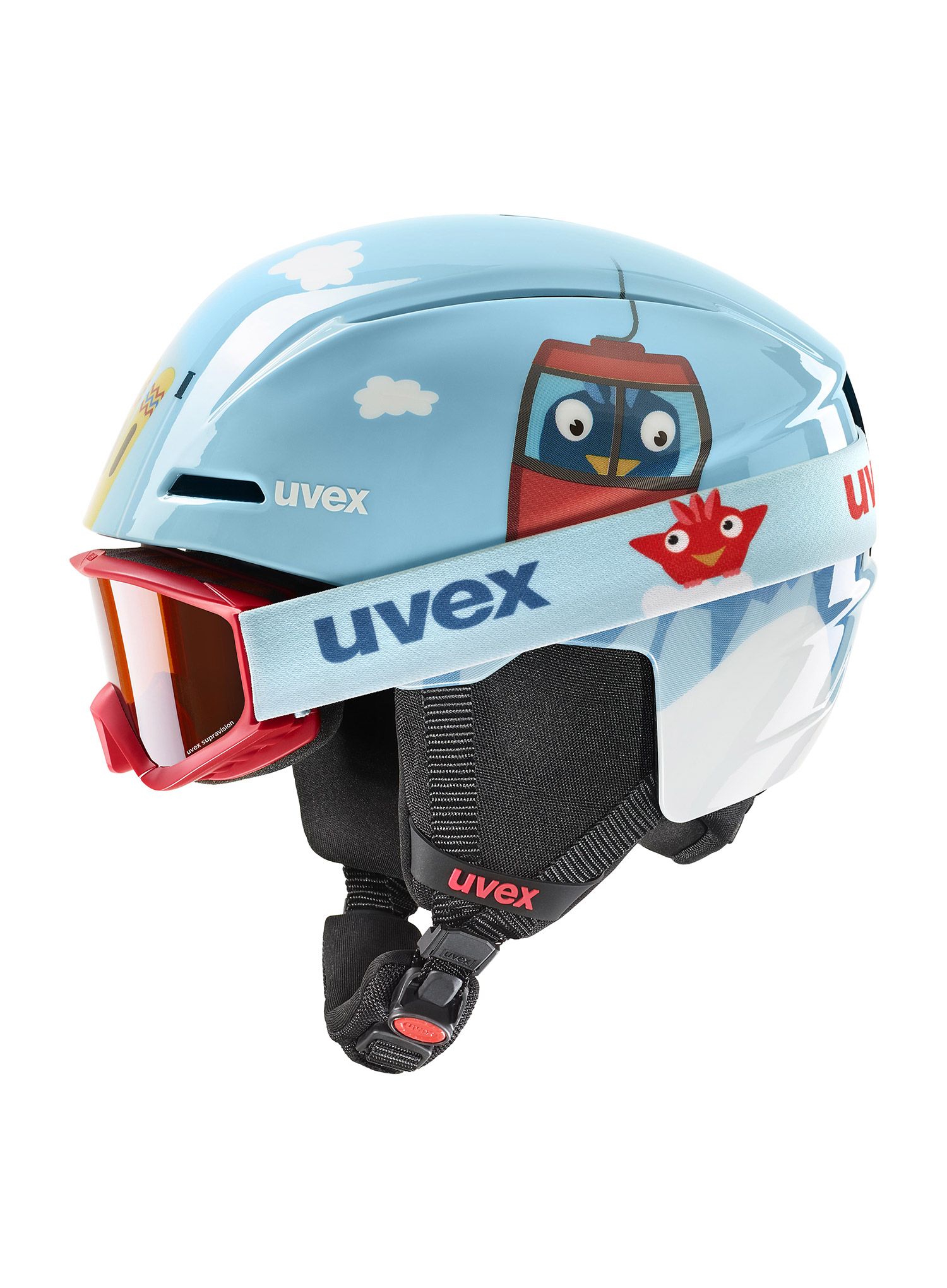 Dětská helma na lyžování Uvex Viti Set - light blue birdy