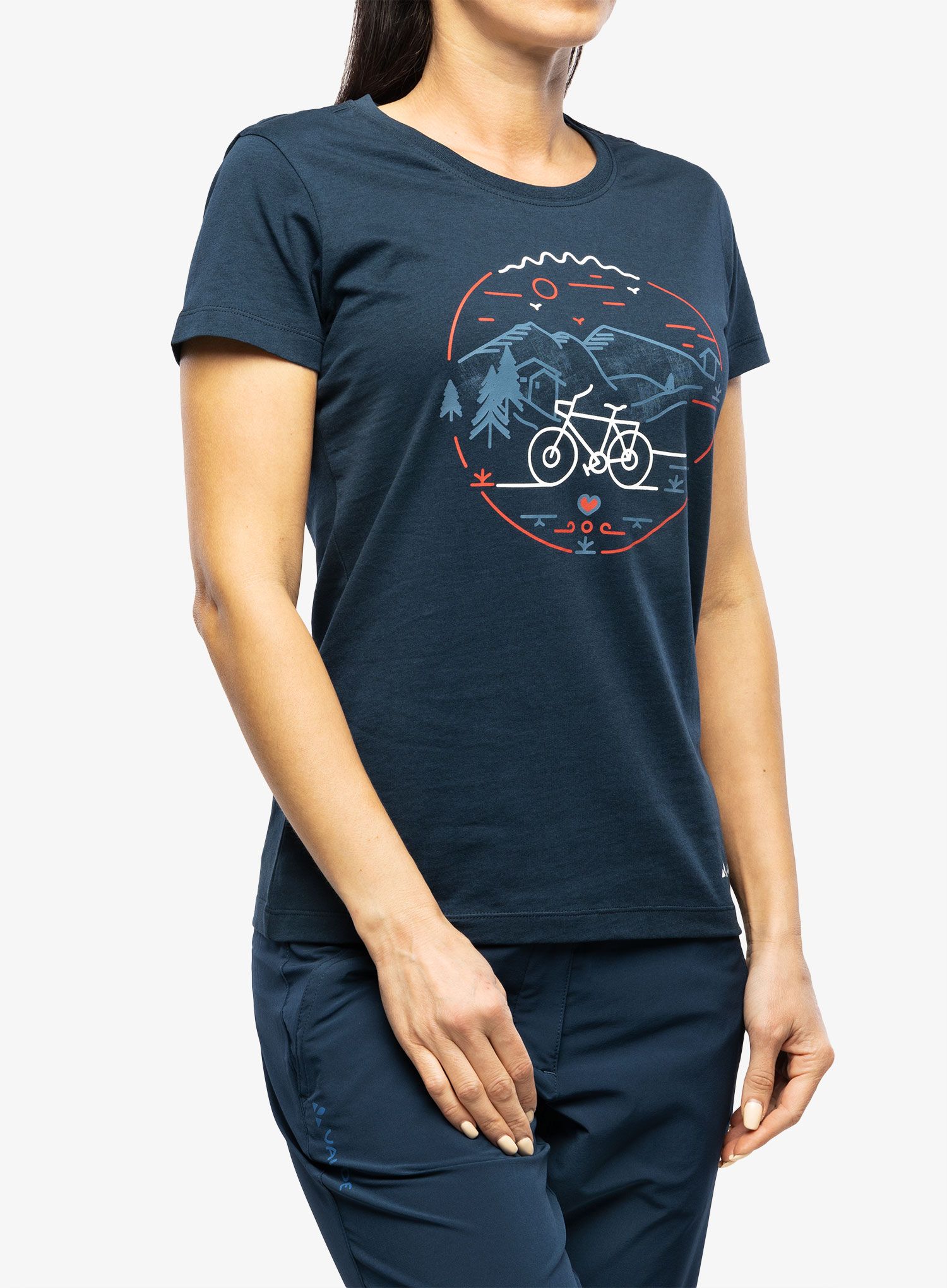 Bavlněné tričko dámské Vaude Cyclist T-Shirt V - dark sea uni