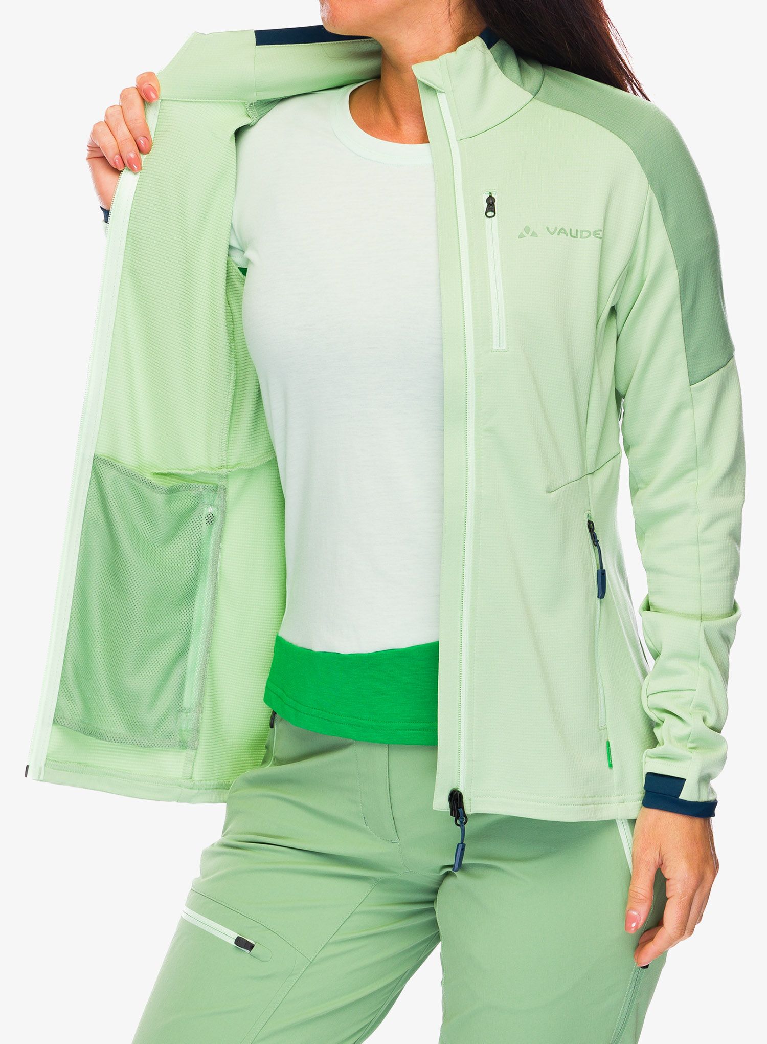 Fleece mikina dámská Vaude Elope Fleece Jacket II - aloe vera