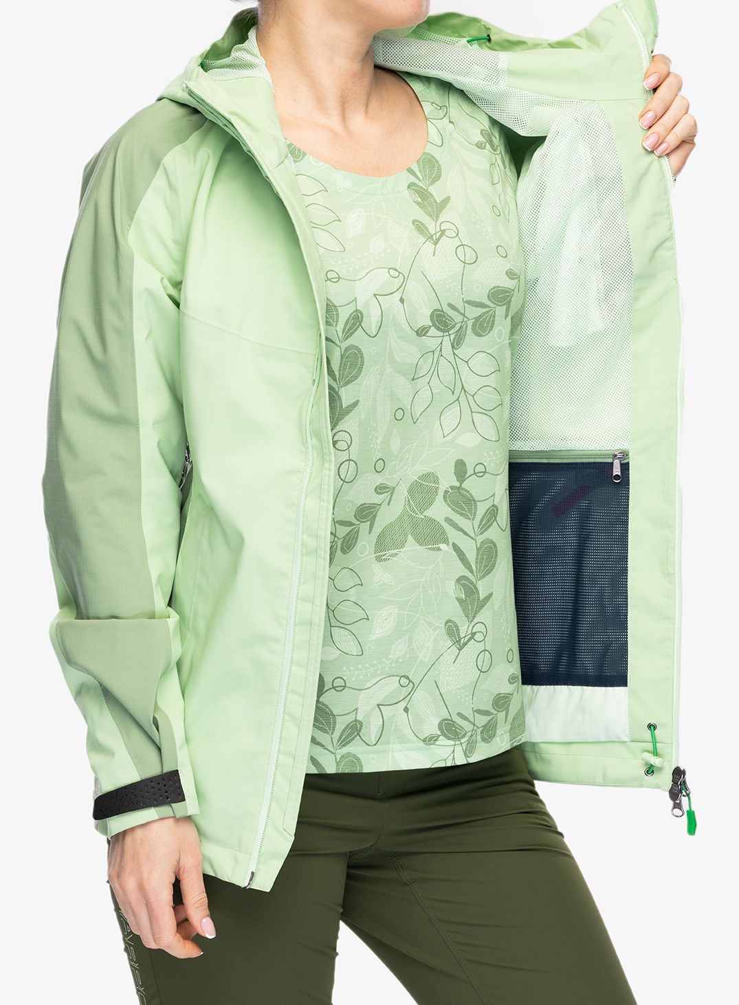 Dámská bunda do deště Vaude Elope Jacket II - aloe vera