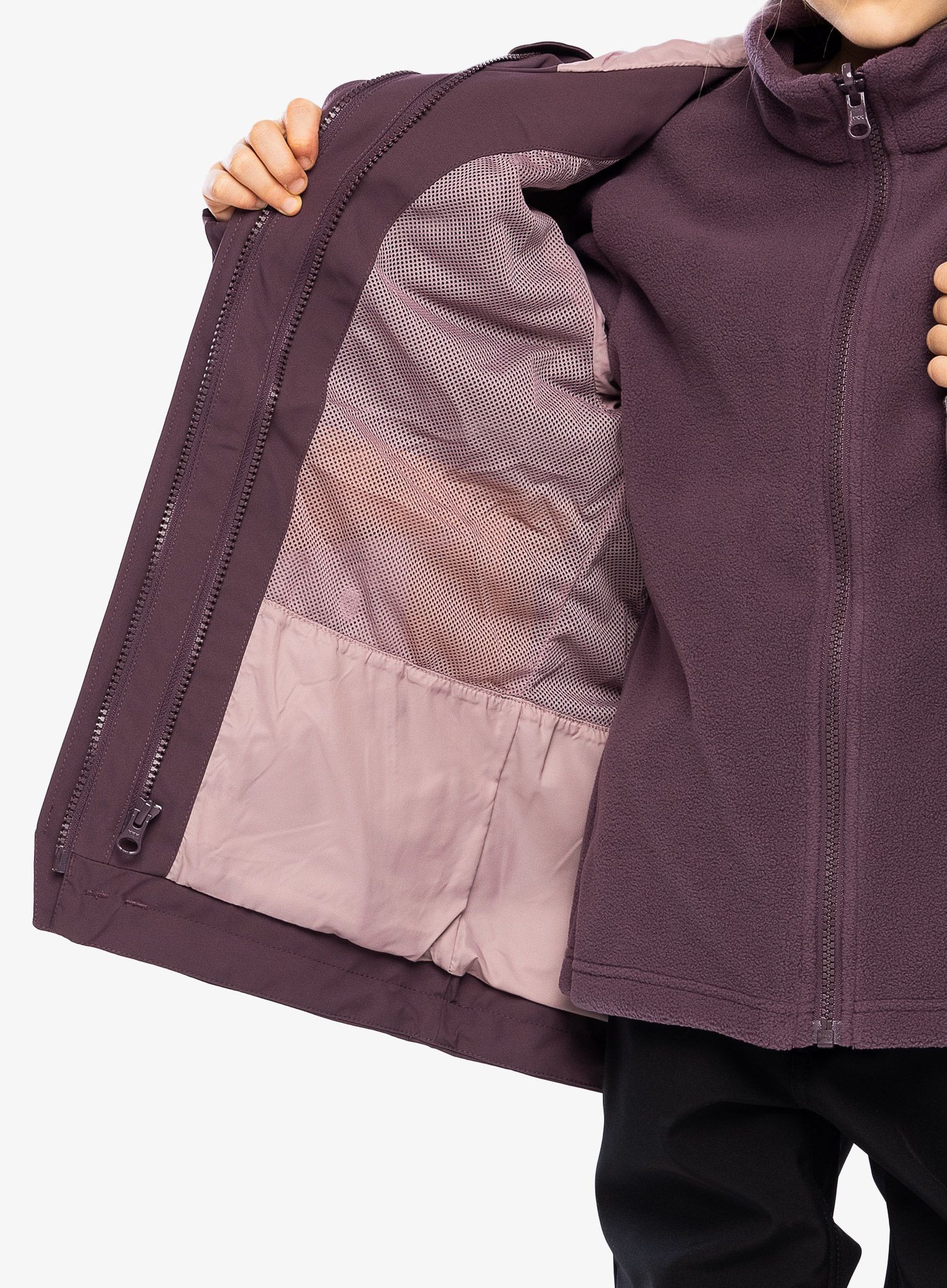 Dívčí bunda Vaude Kids Campfire 3in1 Jacket - blackberry/brown