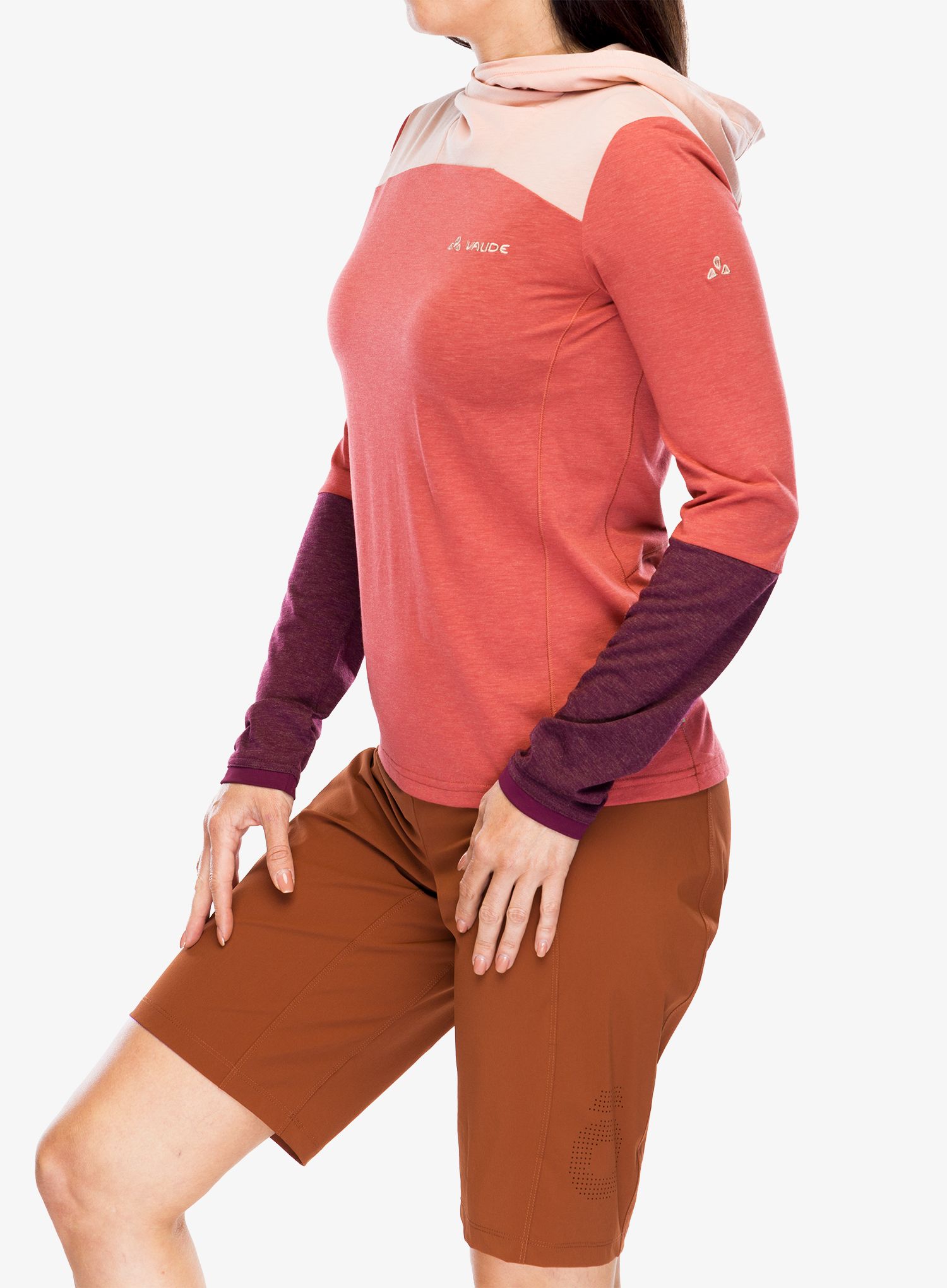Dámská mikina s kapucí Vaude Tremalzo LS Shirt - brick