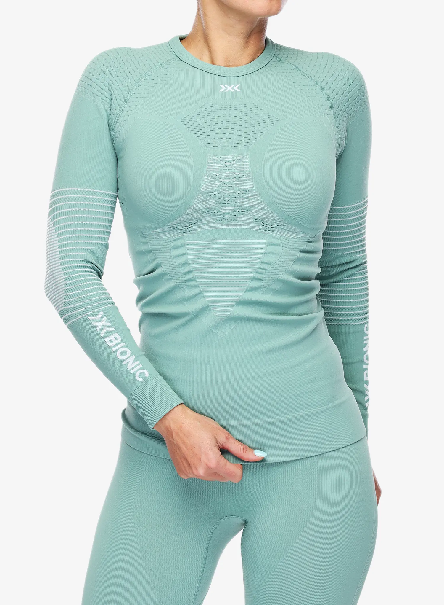Dámská funkční mikina X-Bionic Energizer 4.0 Shirt Round Neck - green/optical white