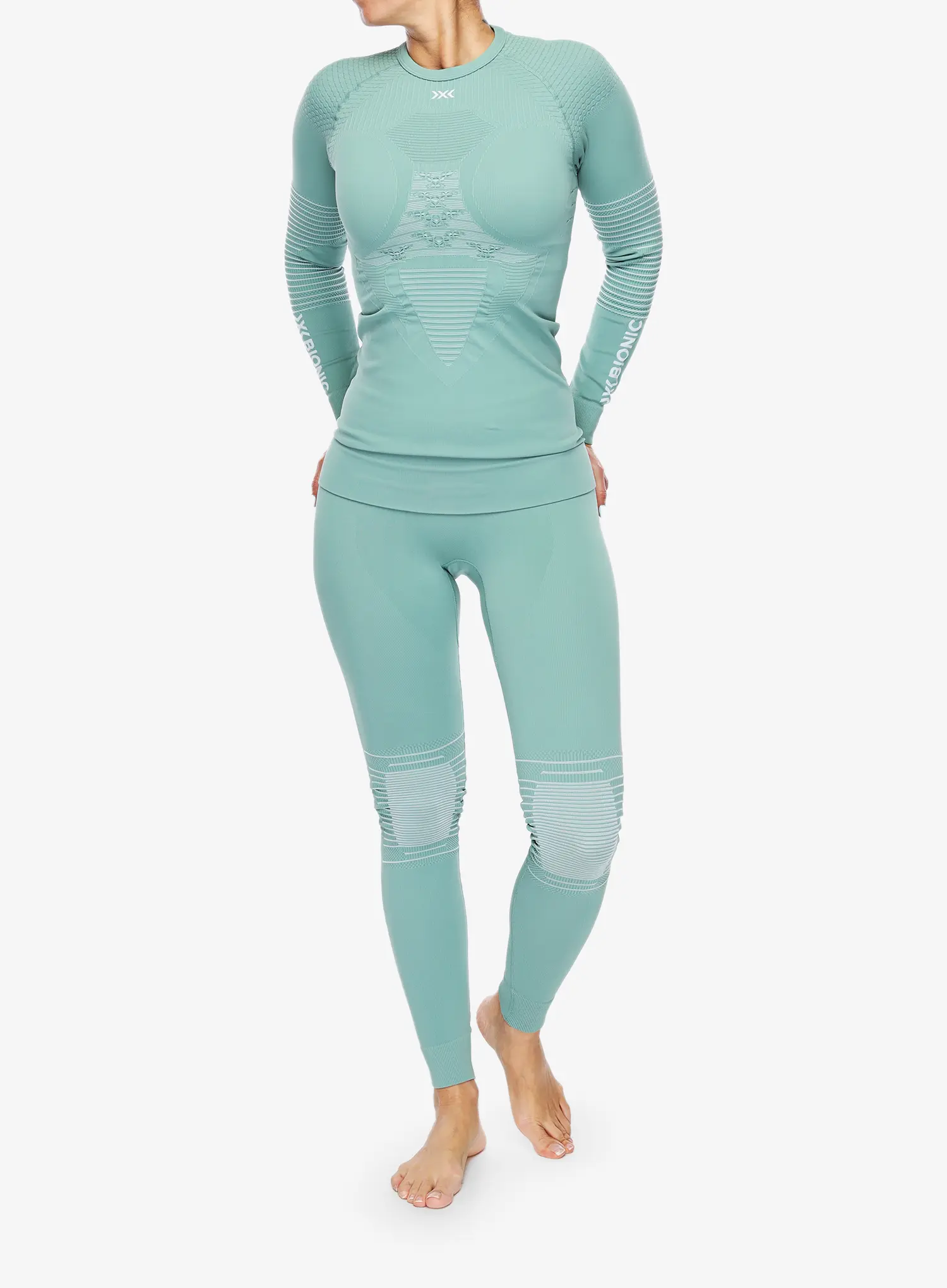 Dámská funkční mikina X-Bionic Energizer 4.0 Shirt Round Neck - green/optical white