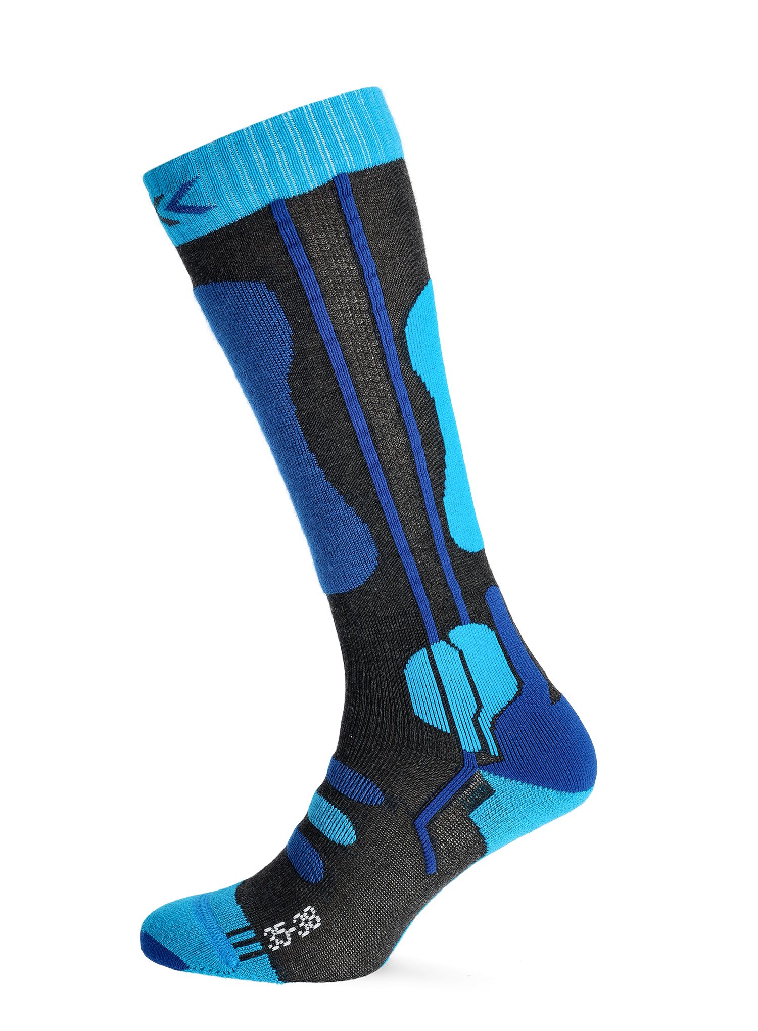 Lyžařské ponožky X-Socks Ski JR 4.0 - anthracite melange/electric blue