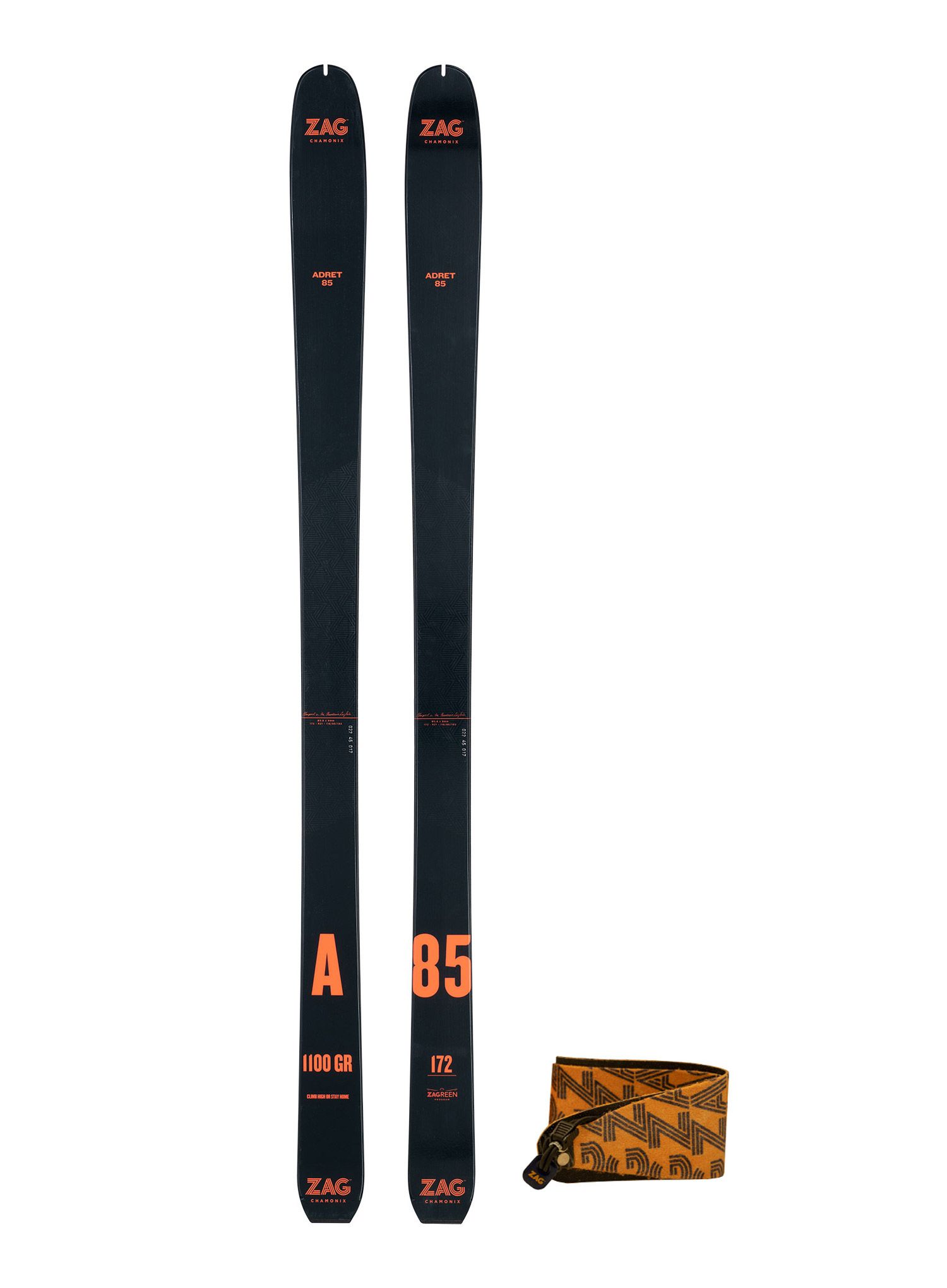 Skialpový set ZAG Adret 85- black/orange + Stoupací pásy