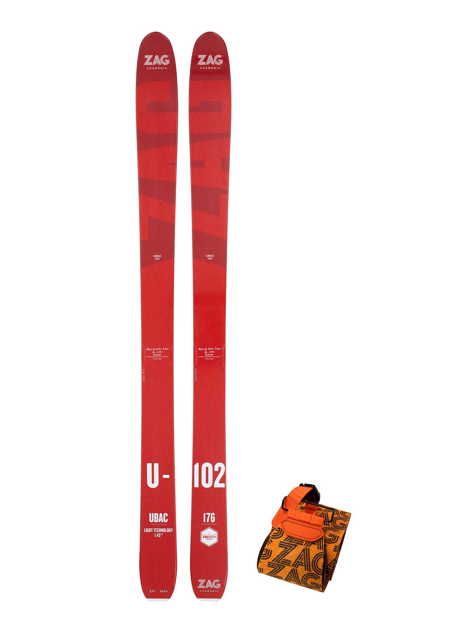 Skialpový set ZAG Ubac 102- red/white + stoupací pásy