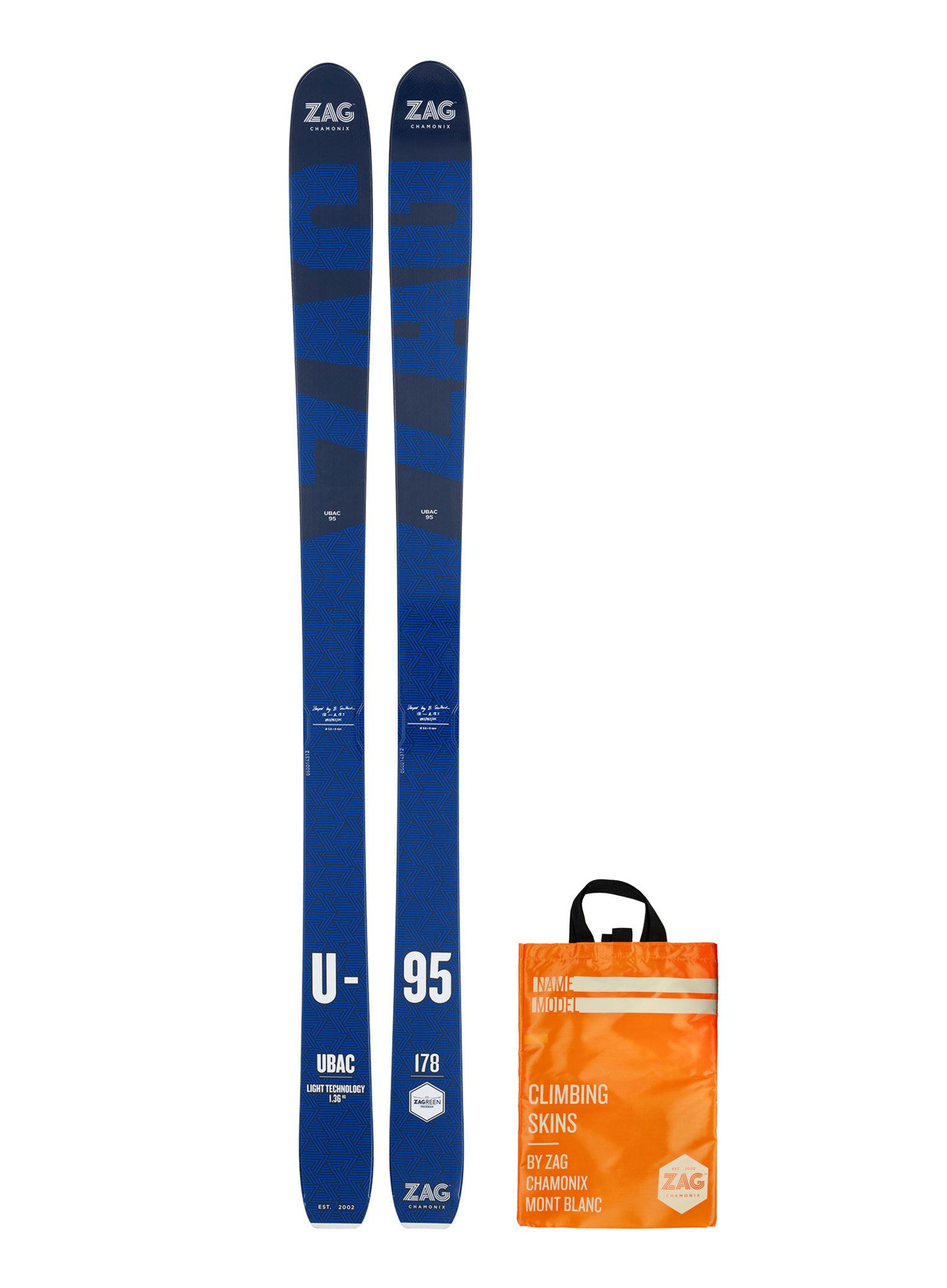 Skialpový set ZAG Ubac 95- dark blue/white + stoupací pásy