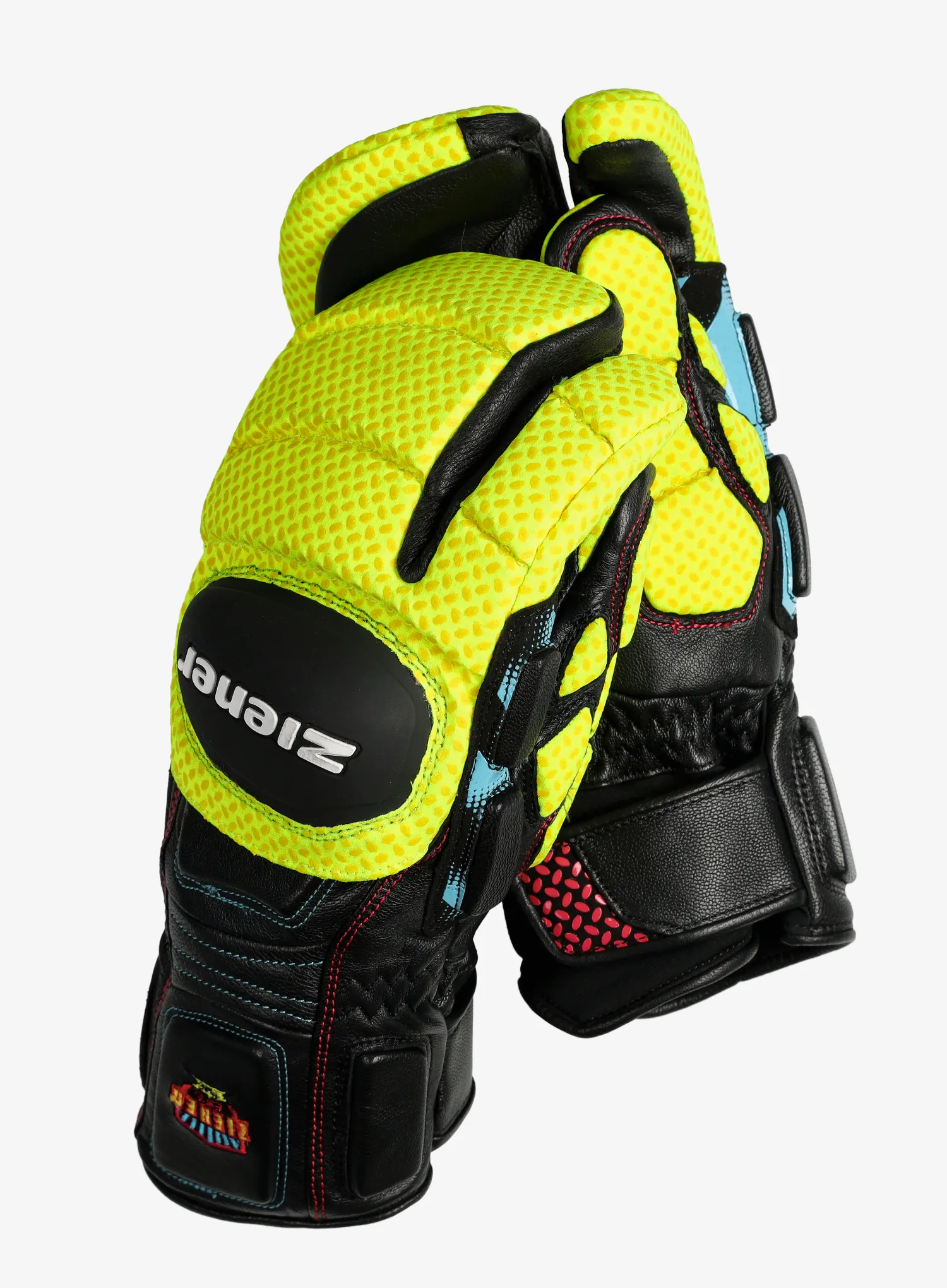 Lyžařské rukavice Ziener GATOR PR LOBSTER glove  - race black/poison yelow