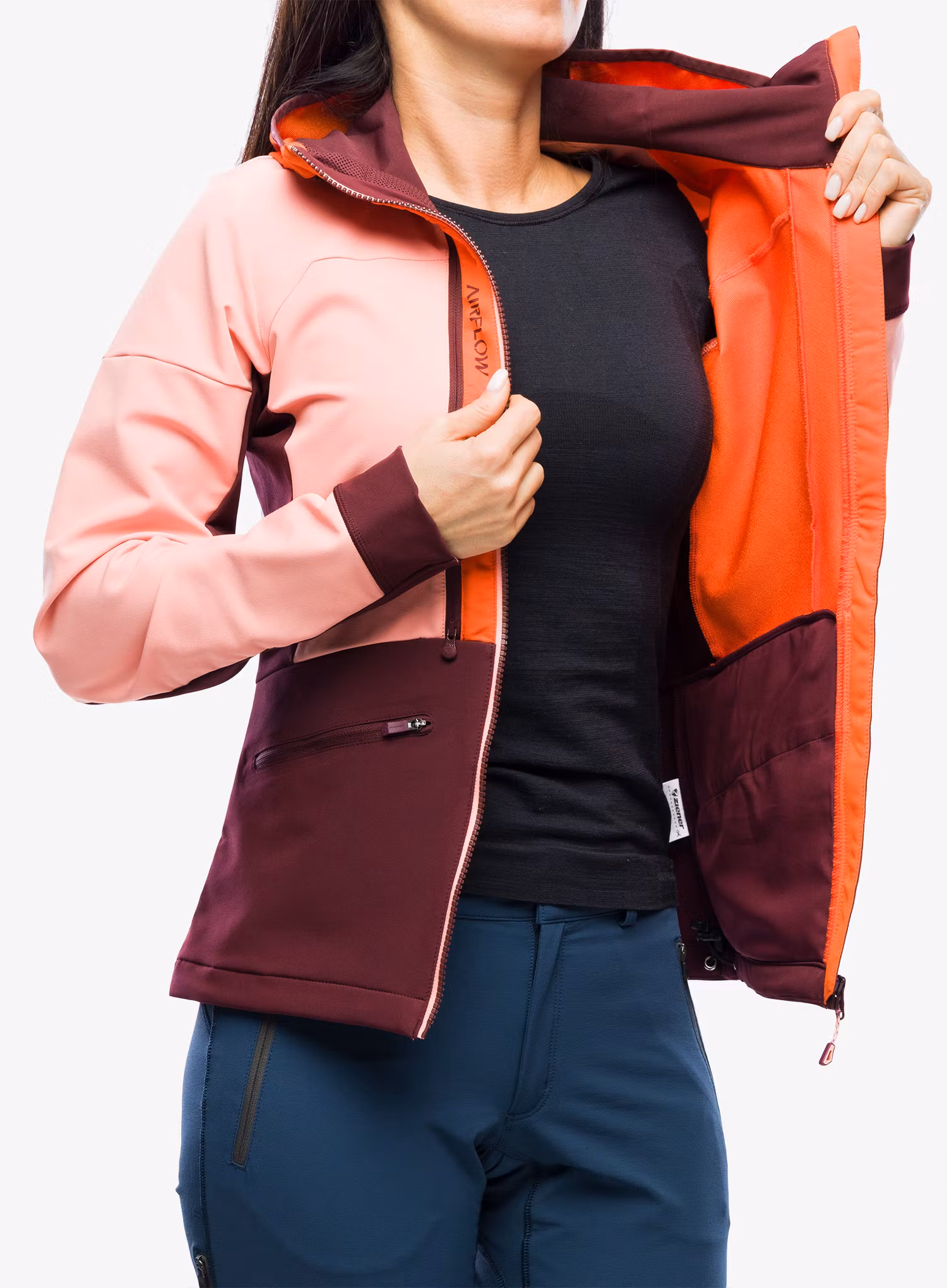 Dámská mikina na zip Ziener Nasinah - pink vanilla/new red