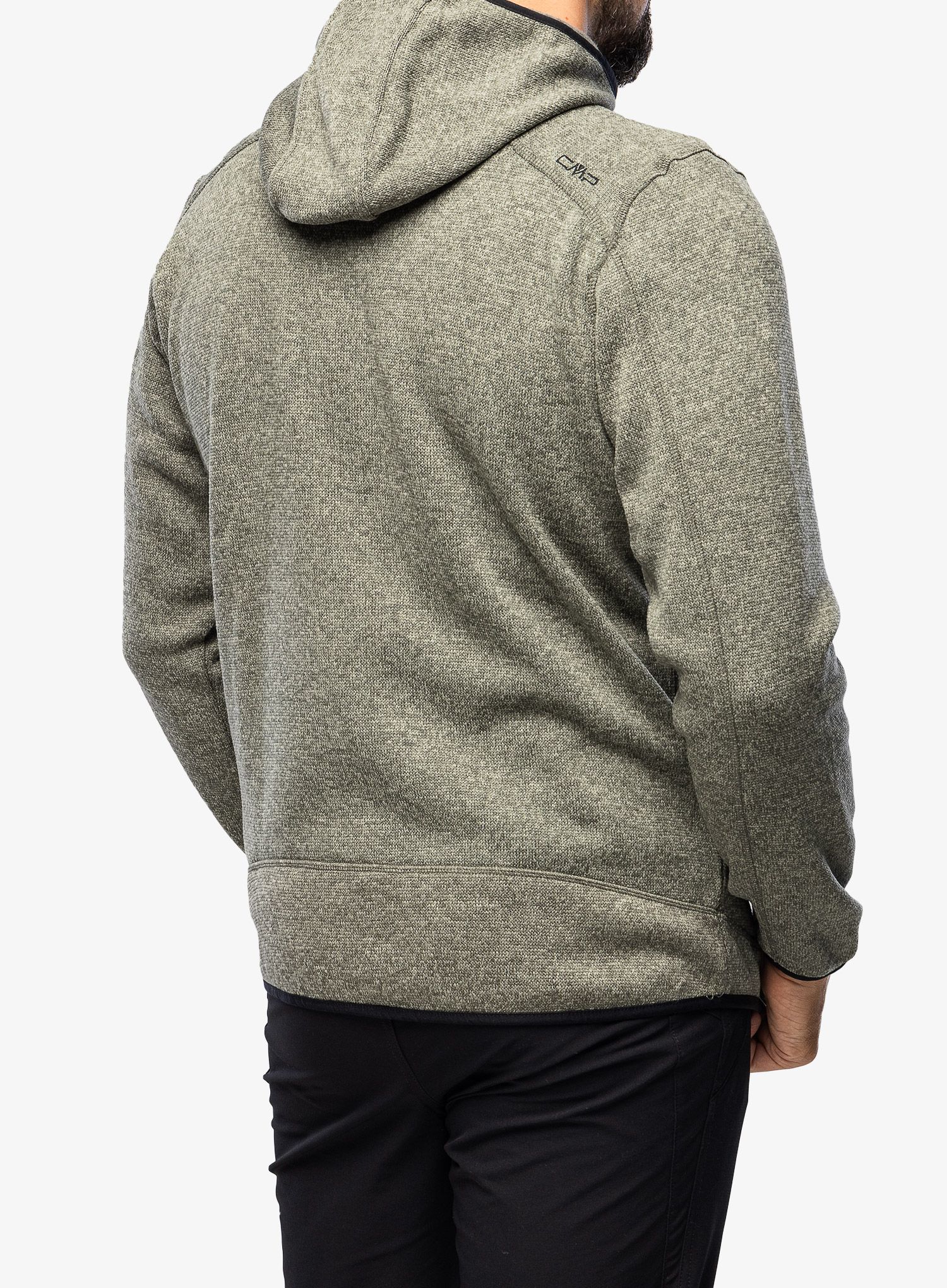 Fleecová mikina CMP Borgis Fix Hood Jacket Knitted - kaki/oil green