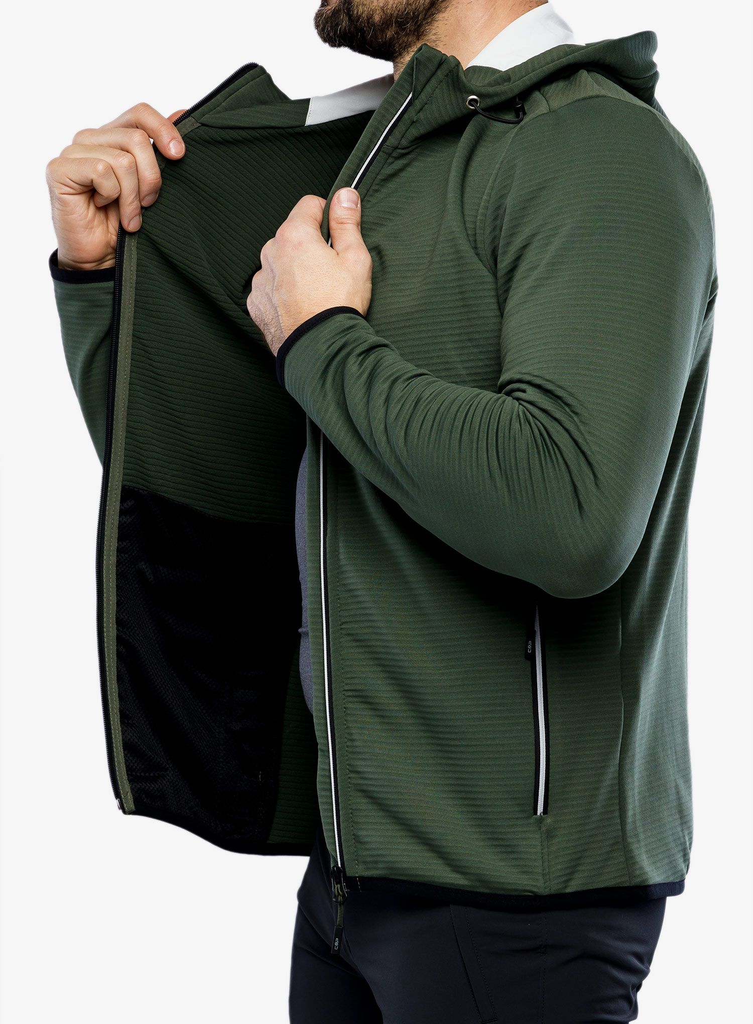 Fleecová bunda CMP Edge Fix Hood Jacket  - oil green