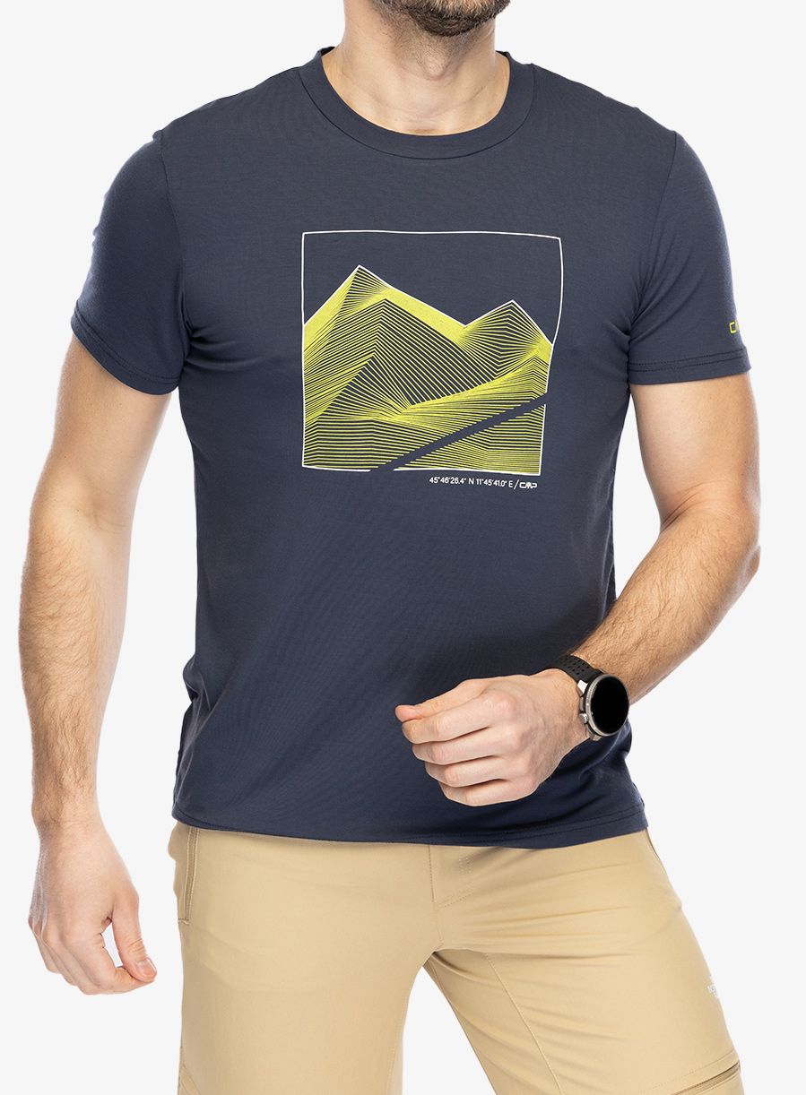 Tričko s potiskem CMP Verte T-Shirt Bamboo Jersey - b.blue/lime