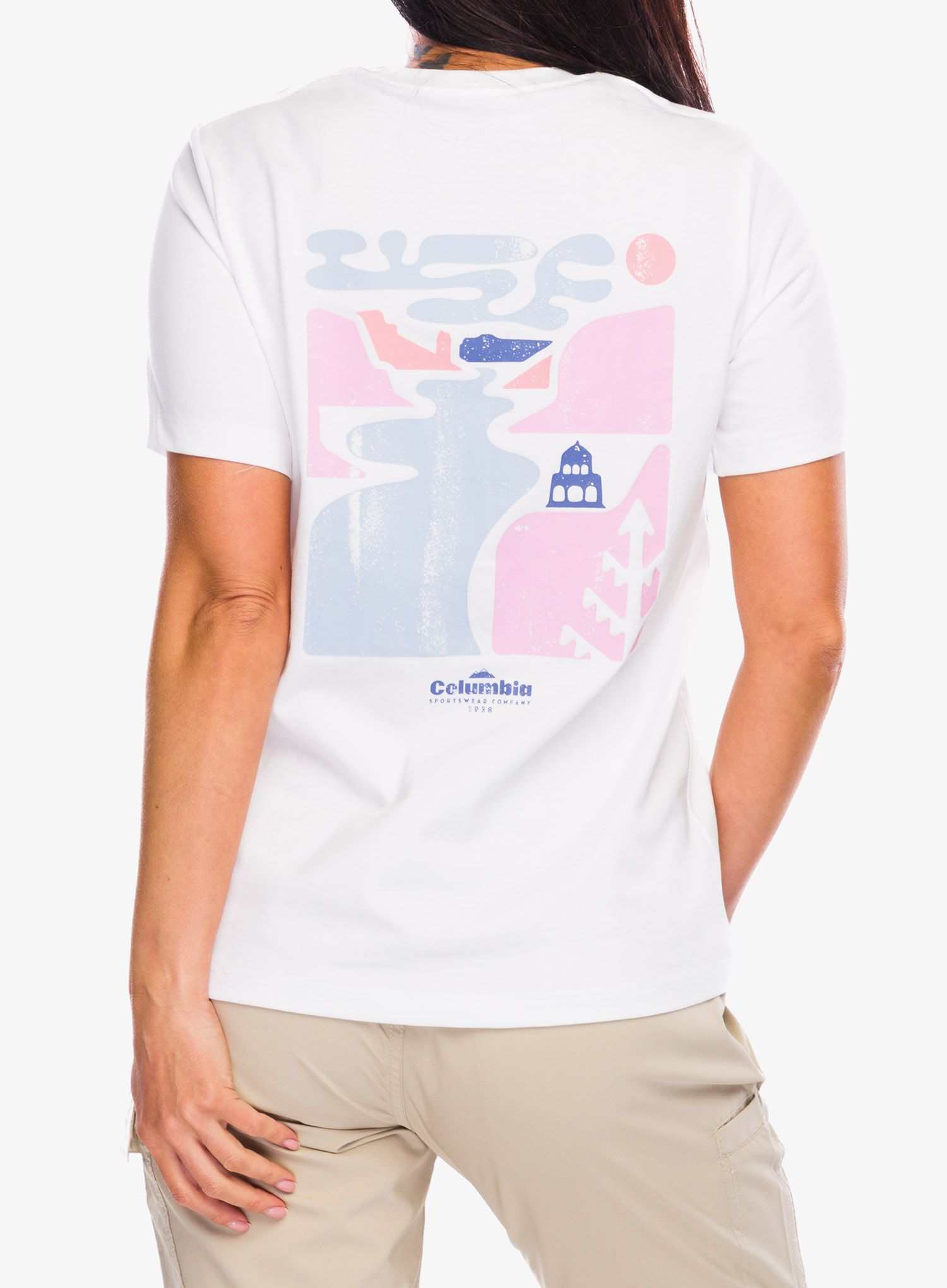 Bavlněné tričko dámské Columbia Boundless Beauty Logo S/S Tee - white/simple gorge