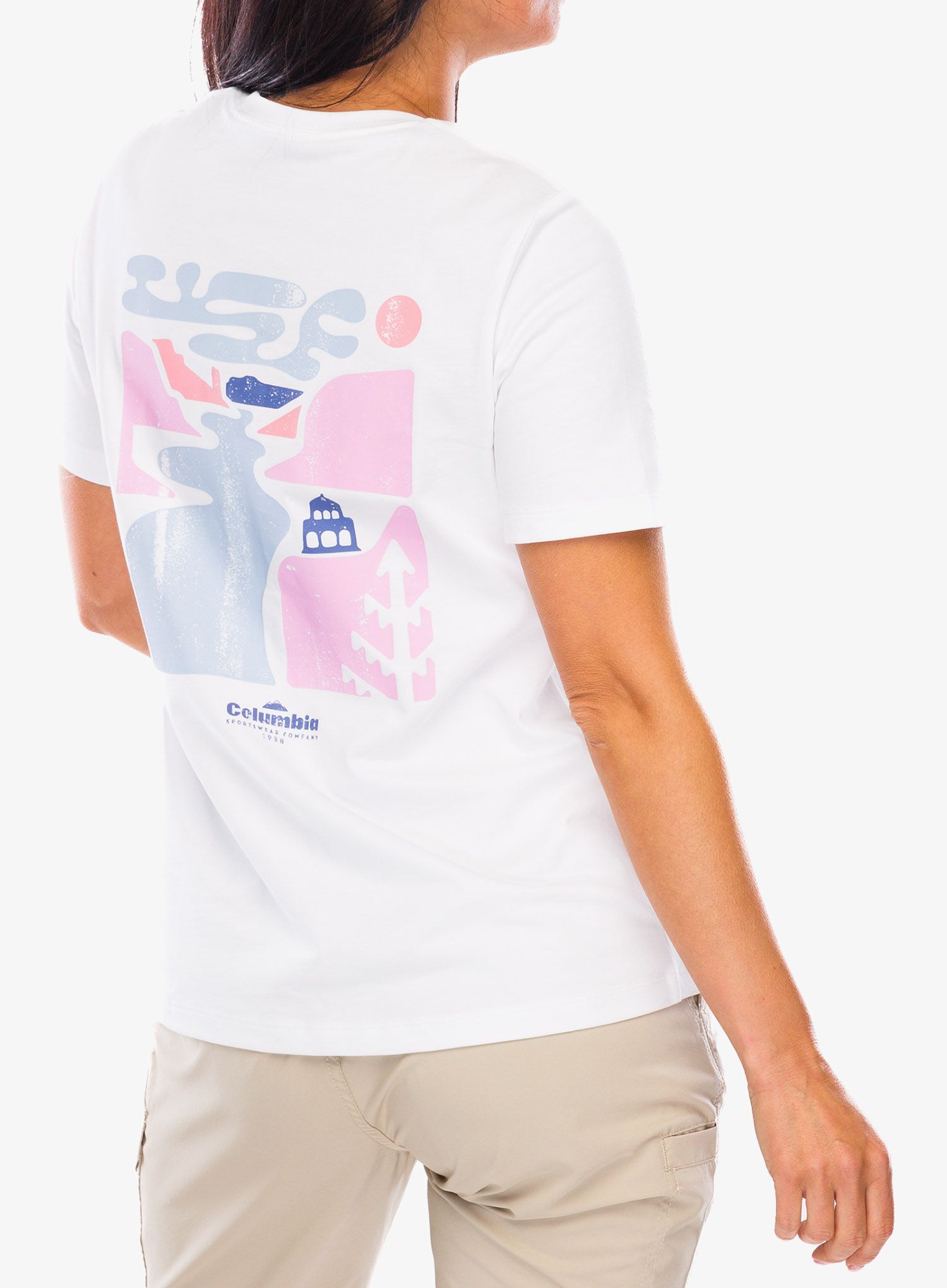 Bavlněné tričko dámské Columbia Boundless Beauty Logo S/S Tee - white/simple gorge