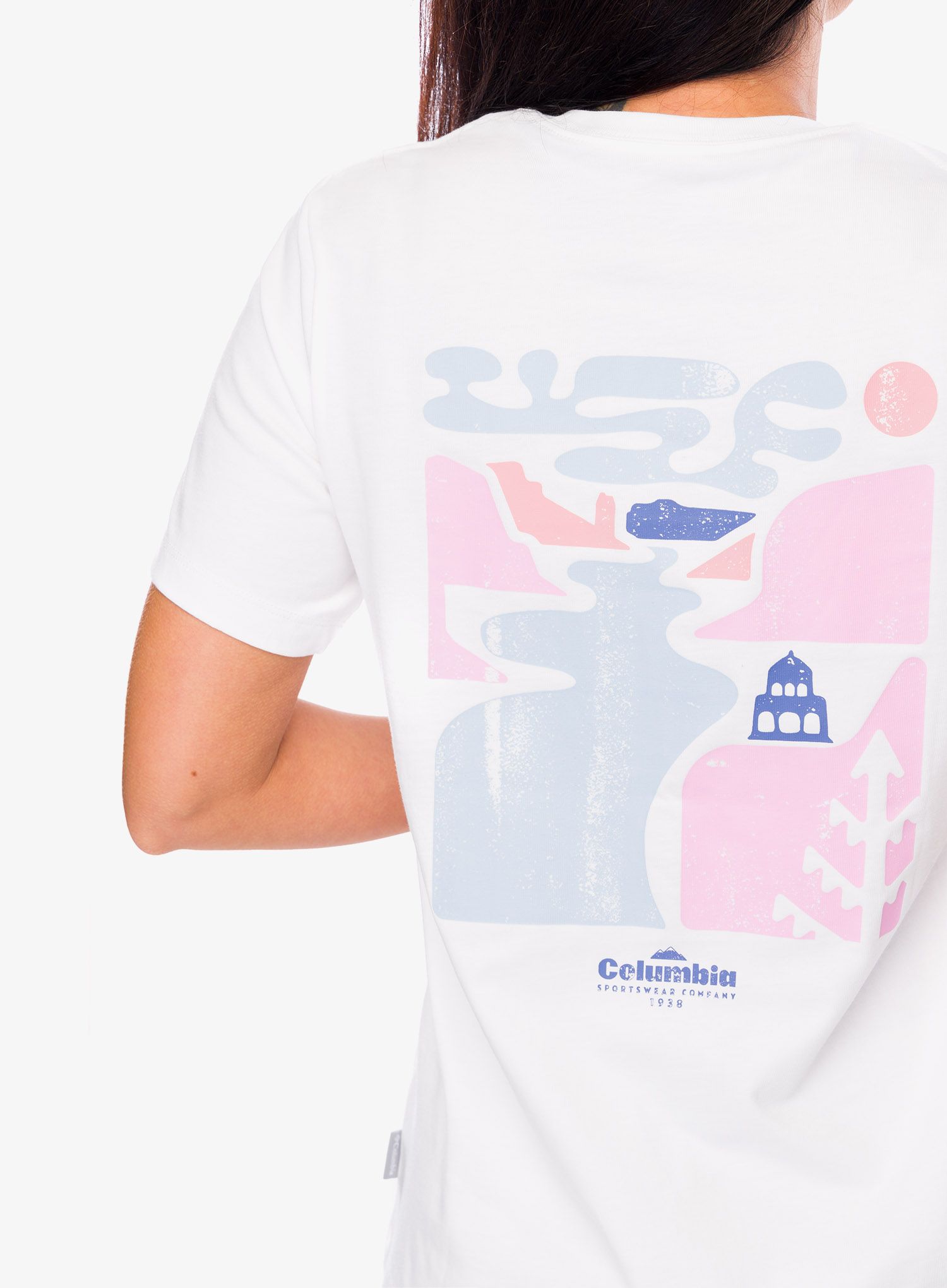 Bavlněné tričko dámské Columbia Boundless Beauty Logo S/S Tee - white/simple gorge