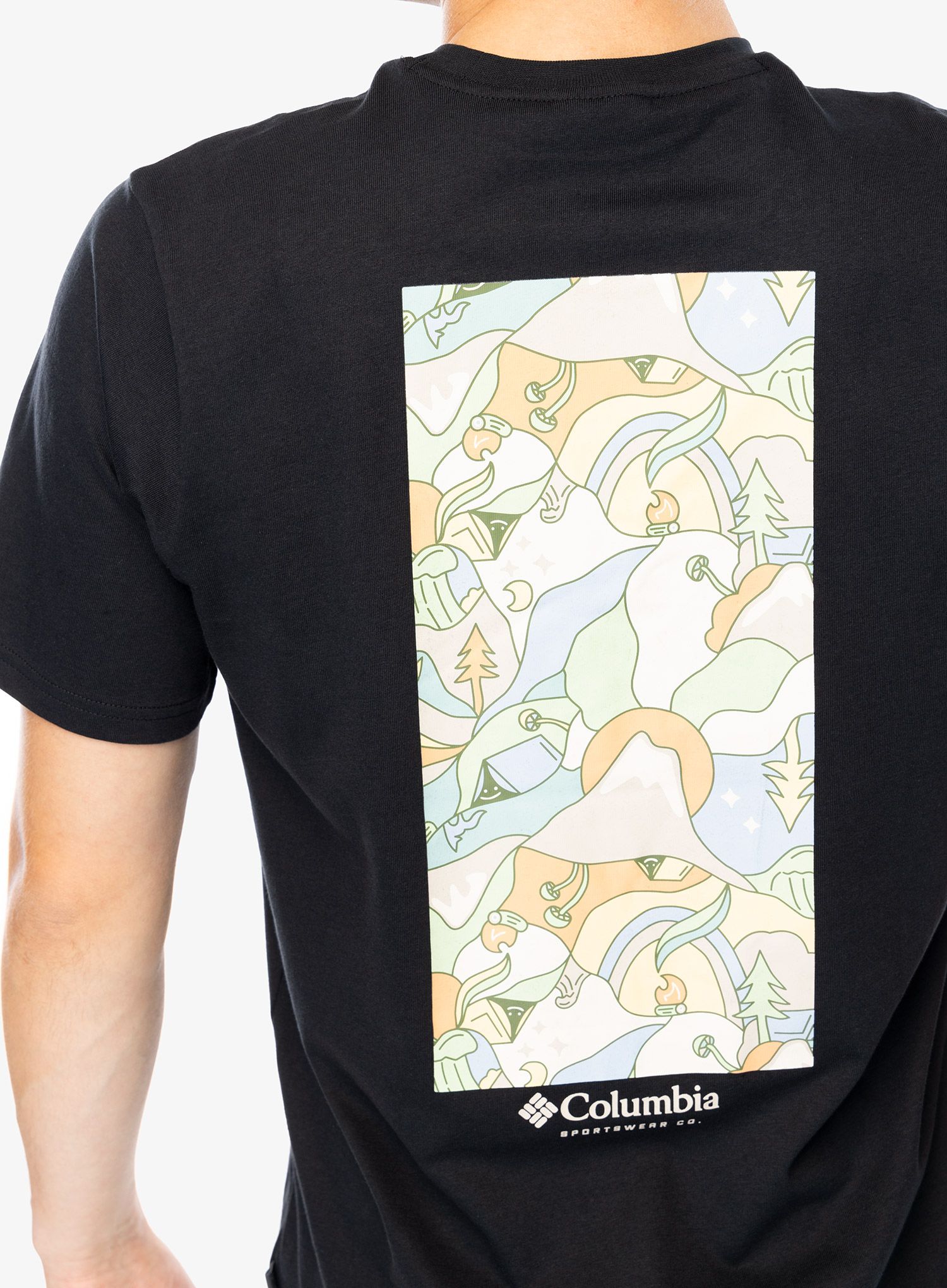 Bavlněné tričko Columbia Explorers Canyon Back S/S Tee - black/epicamp graphic