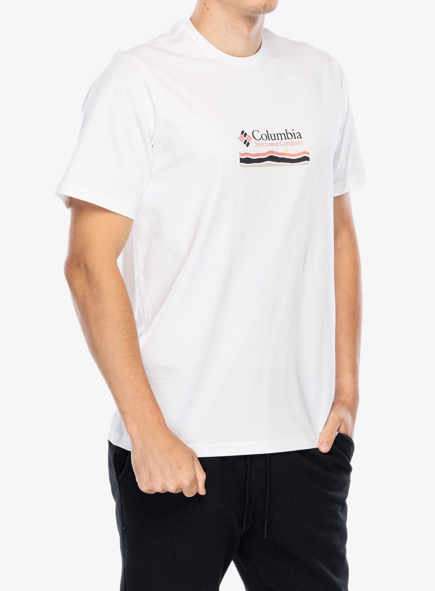 Tričko s potiskem Columbia Explorers Canyon Back S/S Tee - white/heritage hills