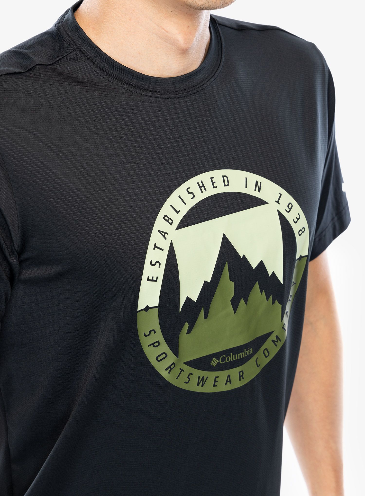 Tričko s potiskem Columbia Ice Lake II SS Tee - black/boundless borders