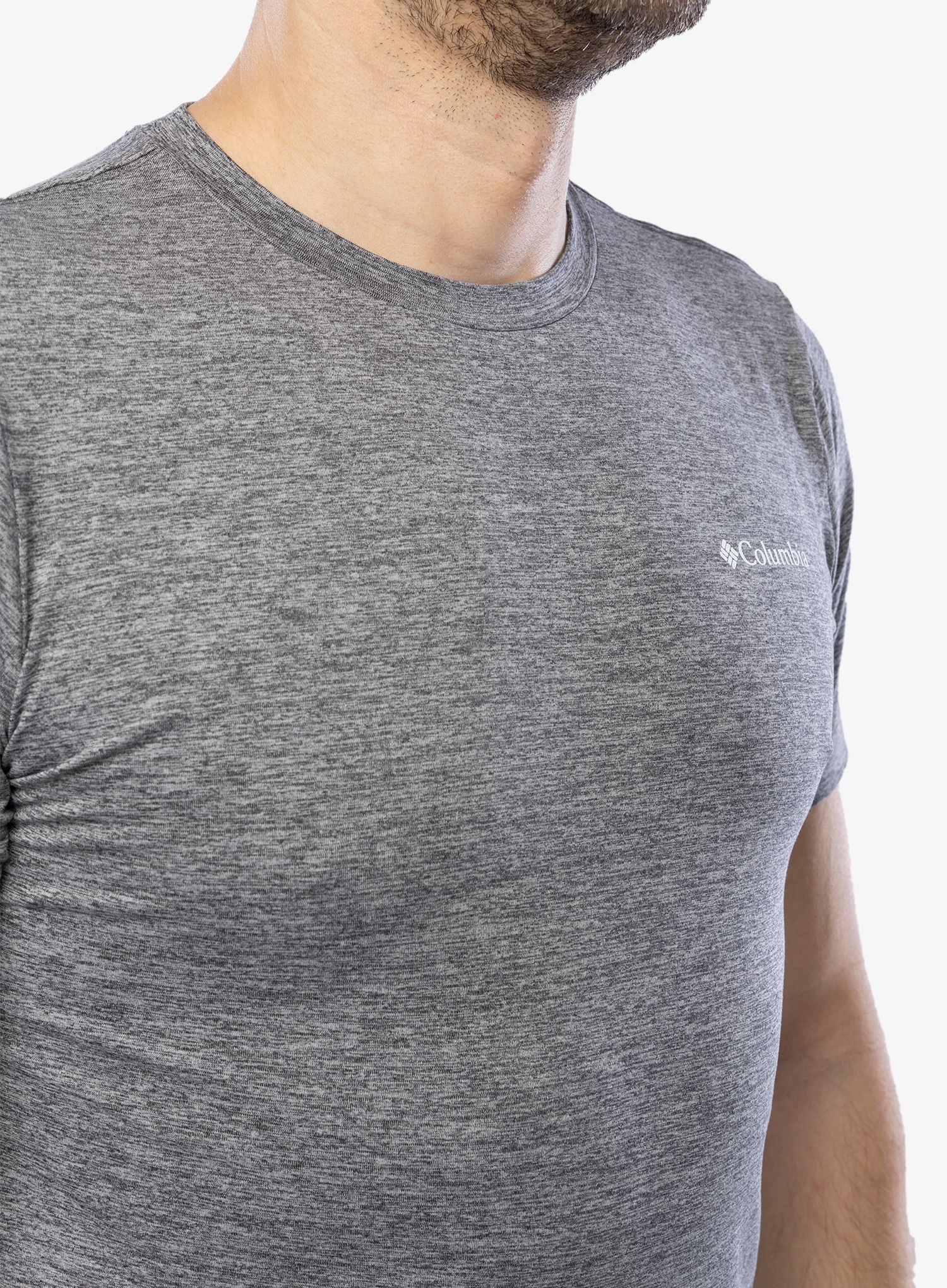 Tričko s potiskem Columbia Kwick Hike Back Graphic S/S Tee - black heather/moonscape