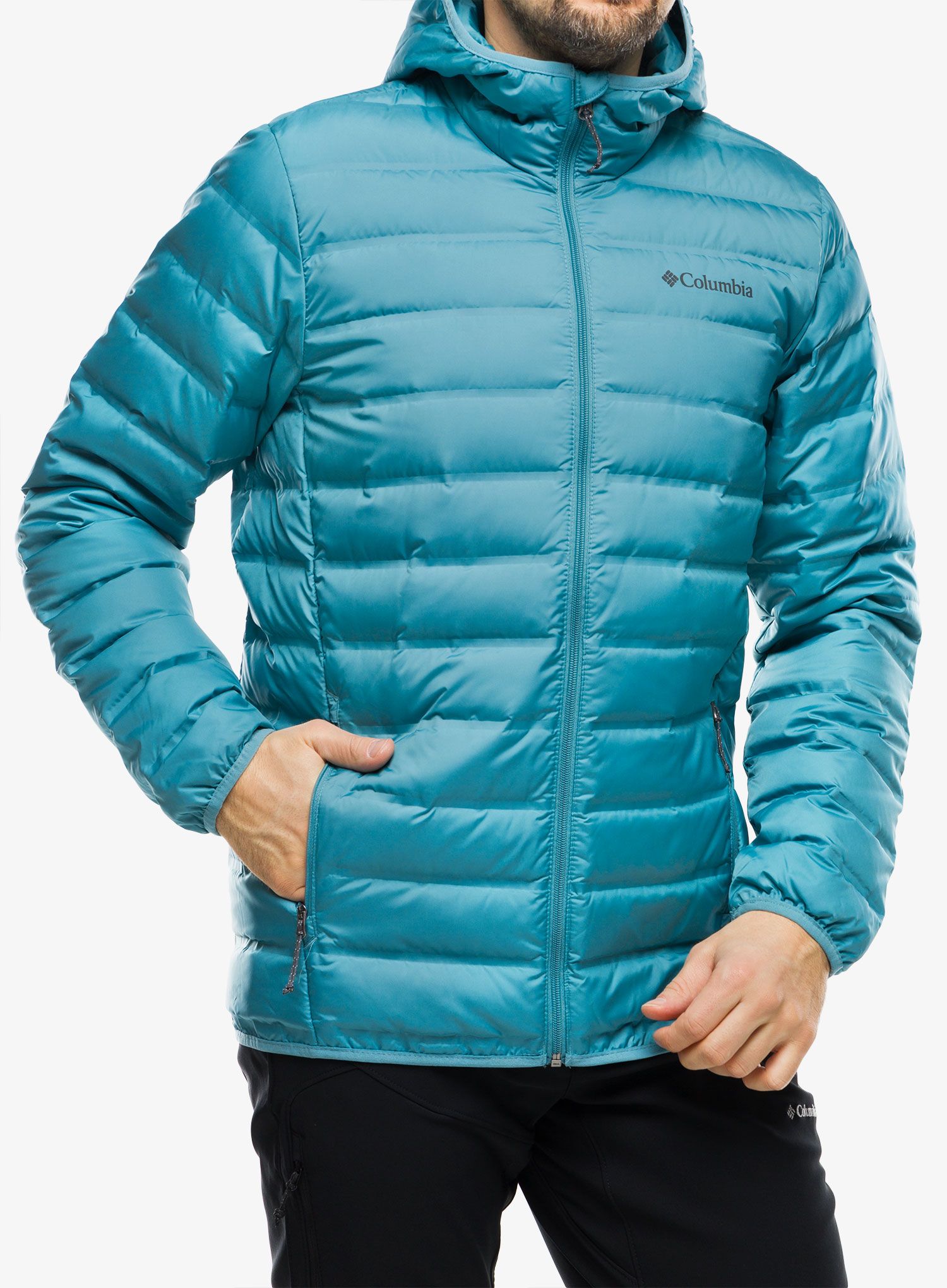 Péřová bunda pánská Columbia Lake 22 Down Hooded Jacket - shasta