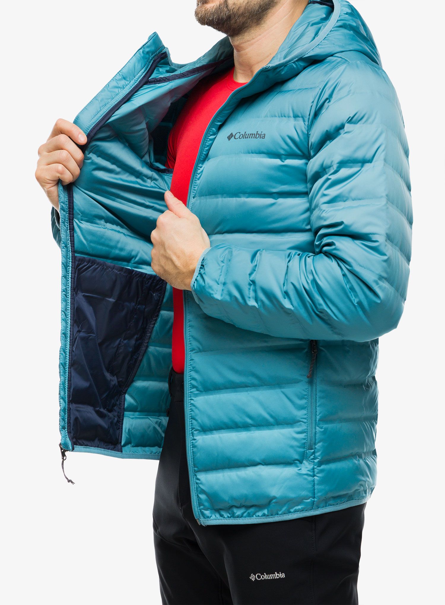 Péřová bunda pánská Columbia Lake 22 Down Hooded Jacket - shasta