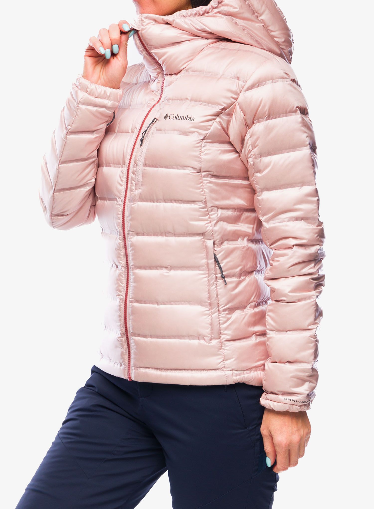 Dámská péřová bunda Columbia Pebble Peak Down Hooded Jacket - dusty pink
