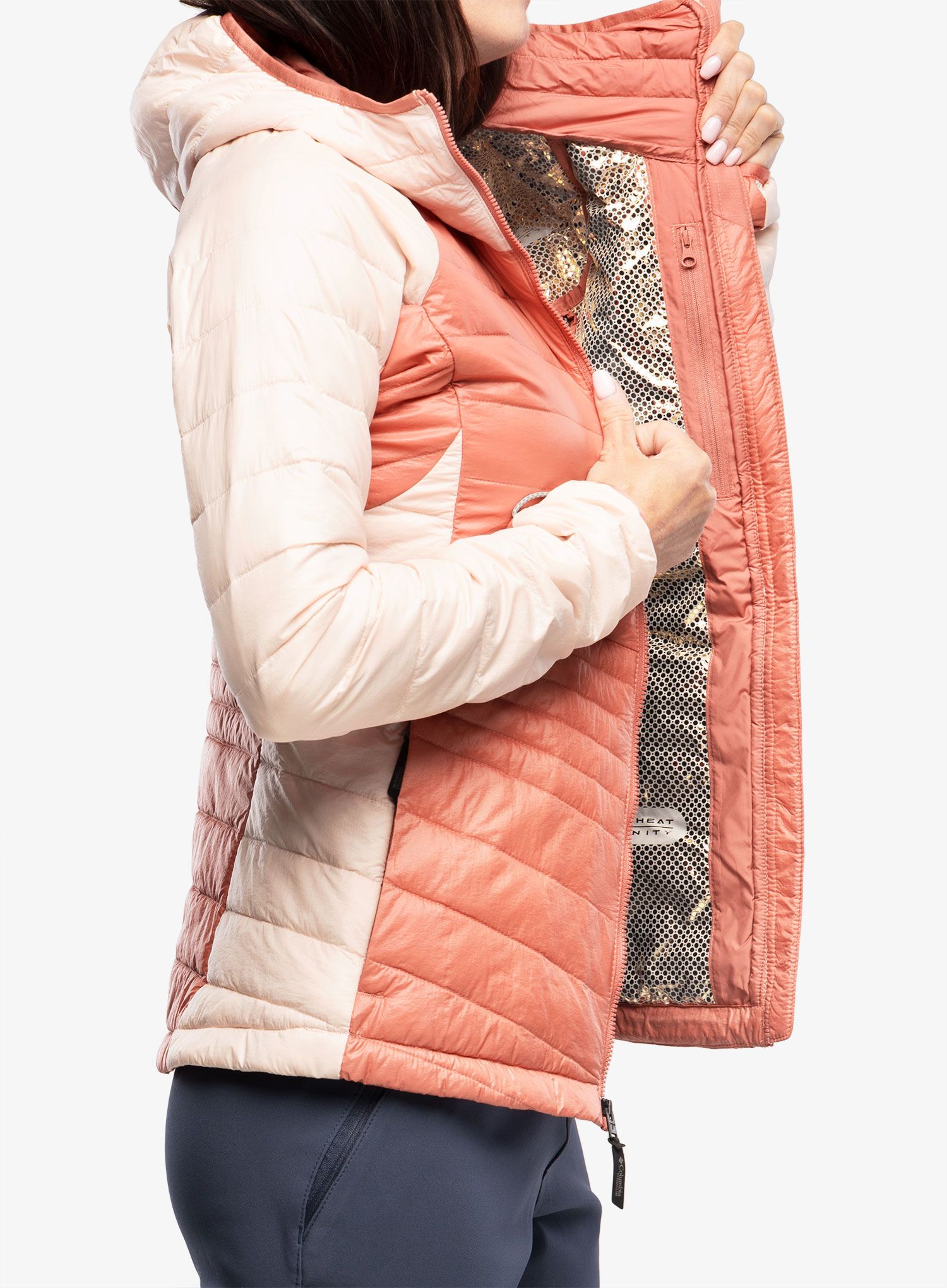 Bunda Columbia Platinum Peak Hooded Jacket - dark coral/p.blossom