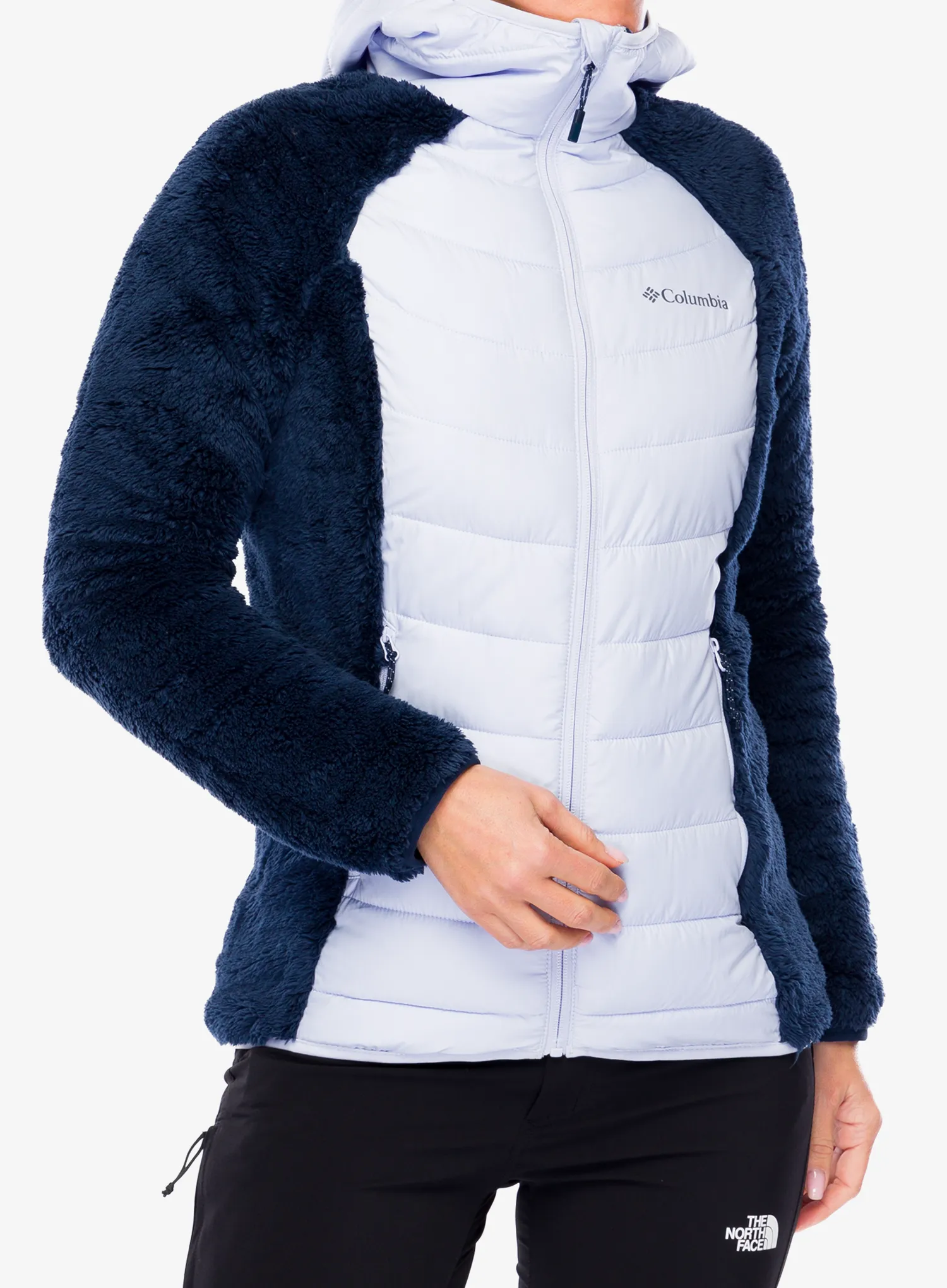 Dámská bunda Columbia Powder Lite II Sherpa Hybrid Jacket - collegiate navy/snowdrift