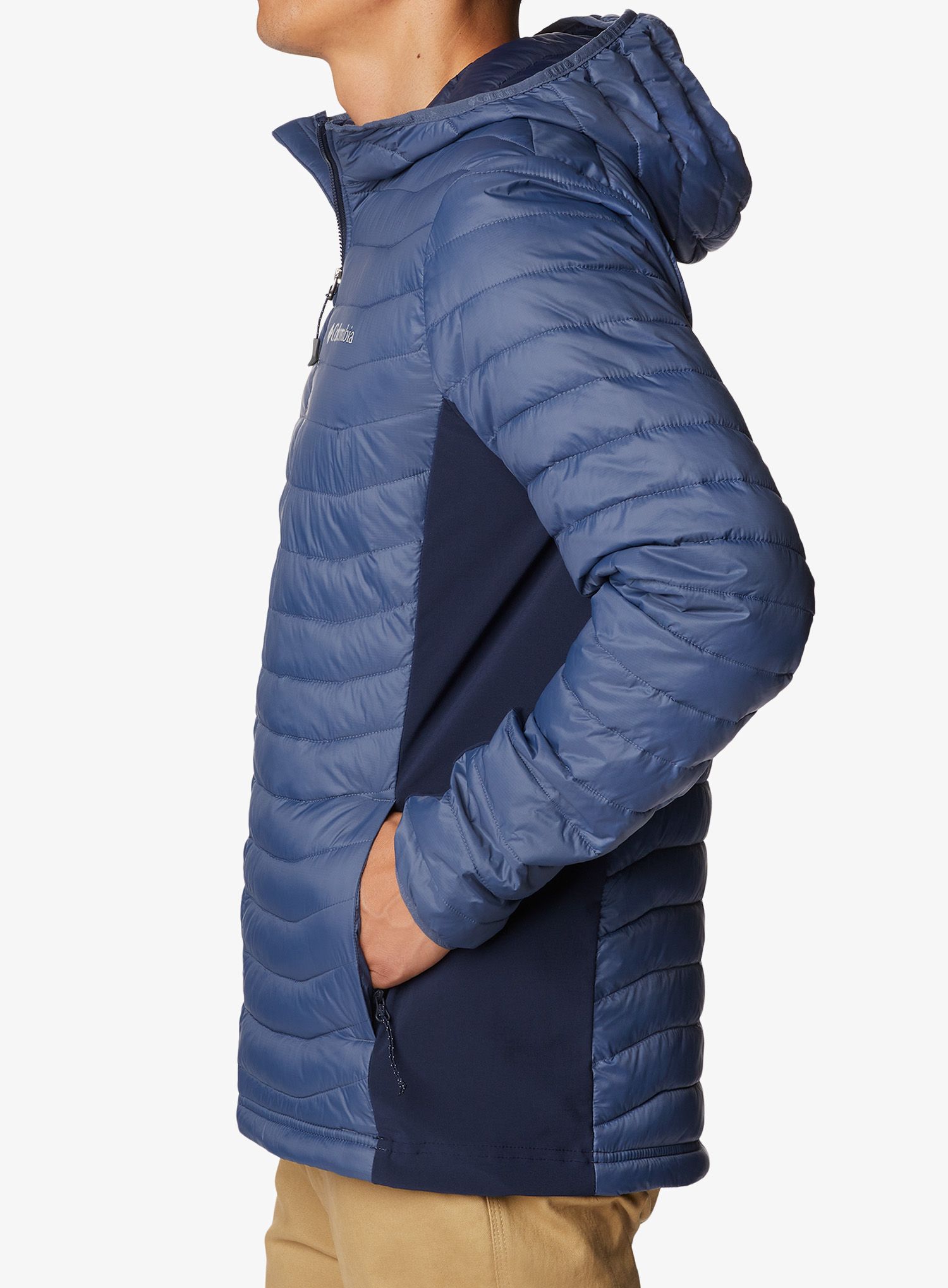 Zateplená bunda Columbia Powder Pass Hooded Jacket - dark mountain/collegiate navy