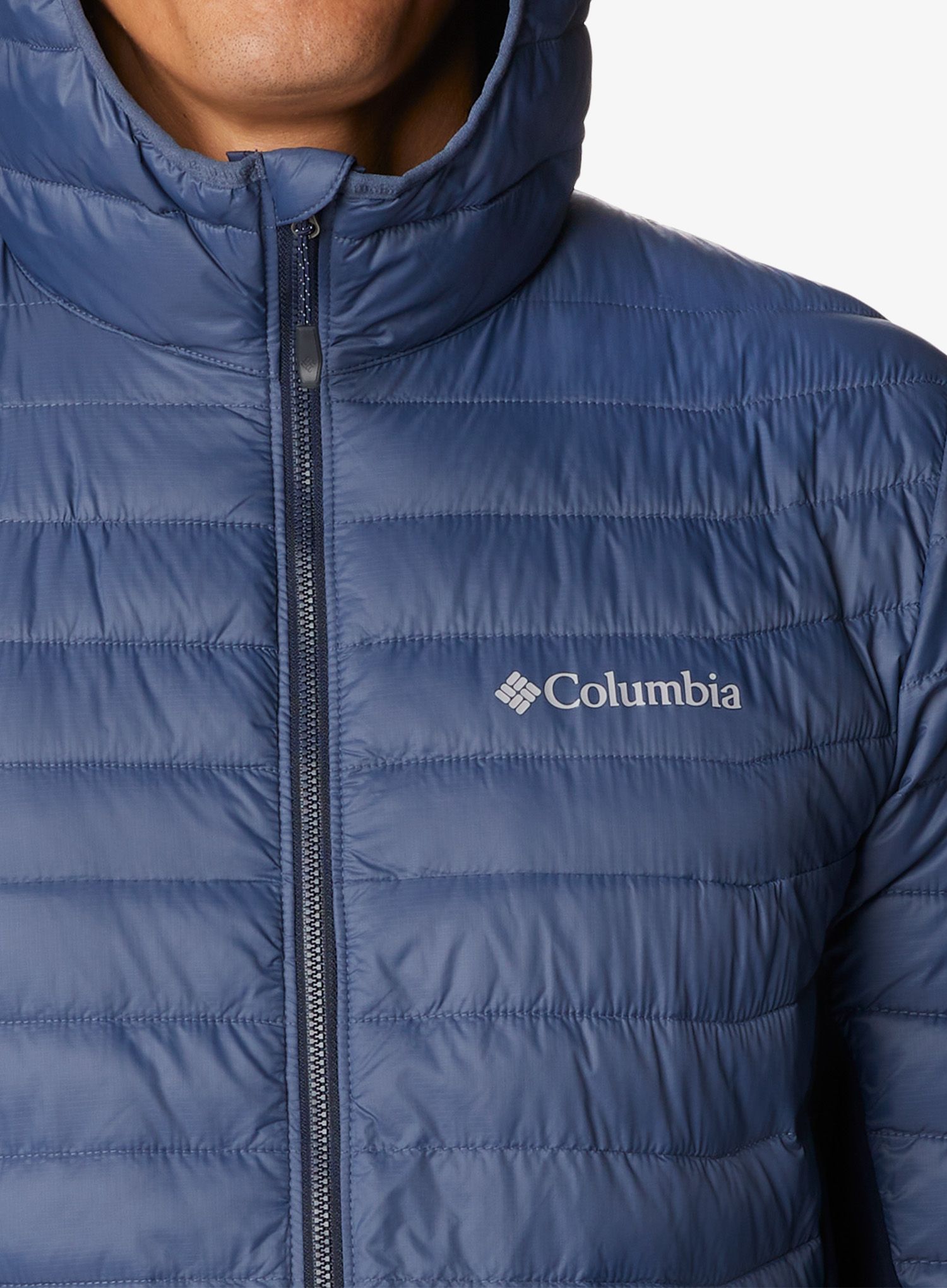 Zateplená bunda Columbia Powder Pass Hooded Jacket - dark mountain/collegiate navy