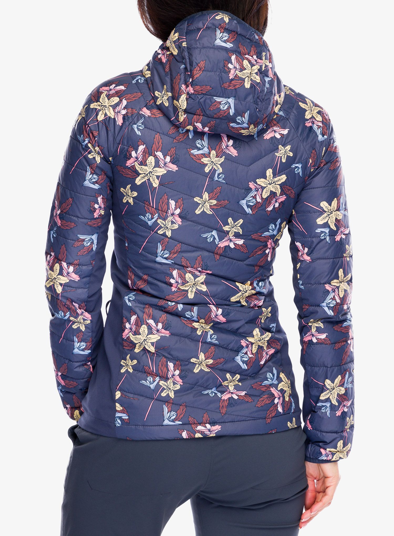 Zateplená bunda dámská Columbia Powder Pass Hooded Jacket - nocturnal tiger lilies print
