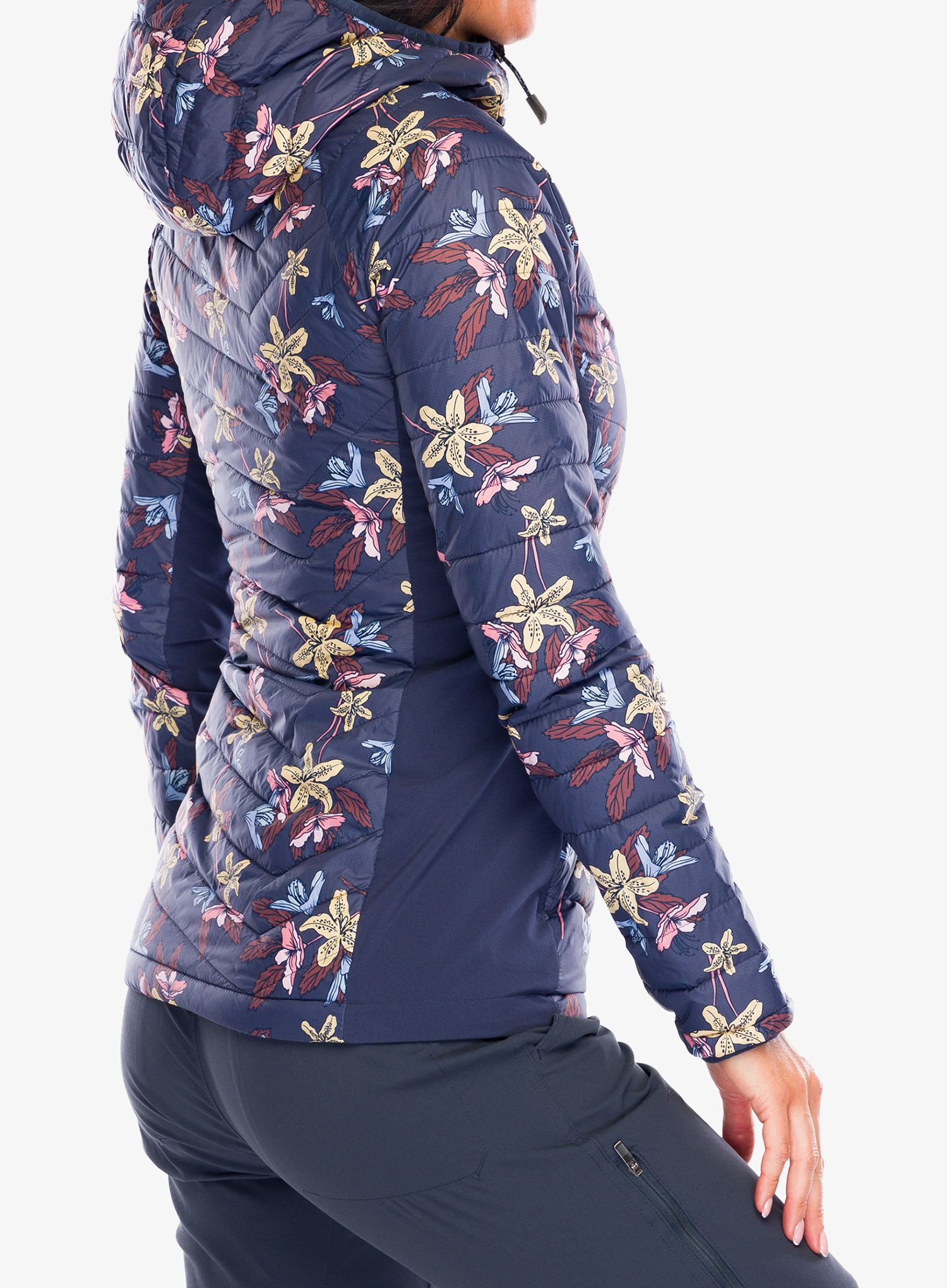 Zateplená bunda dámská Columbia Powder Pass Hooded Jacket - nocturnal tiger lilies print