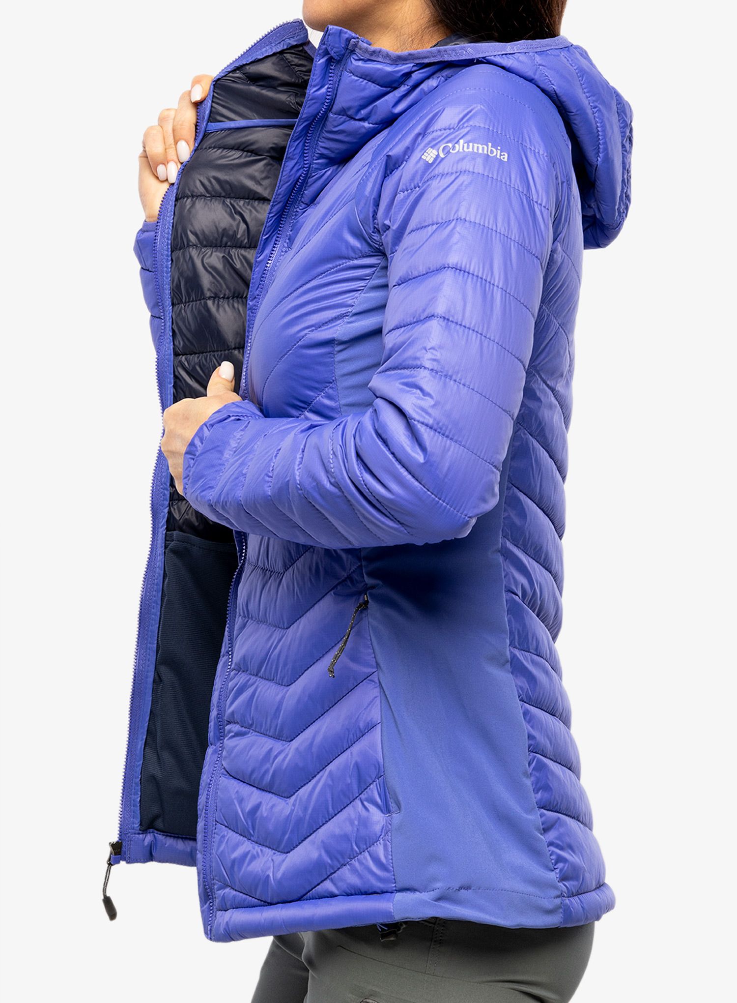 Dámská bunda Columbia Powder Pass Hooded Jacket - purple lotus