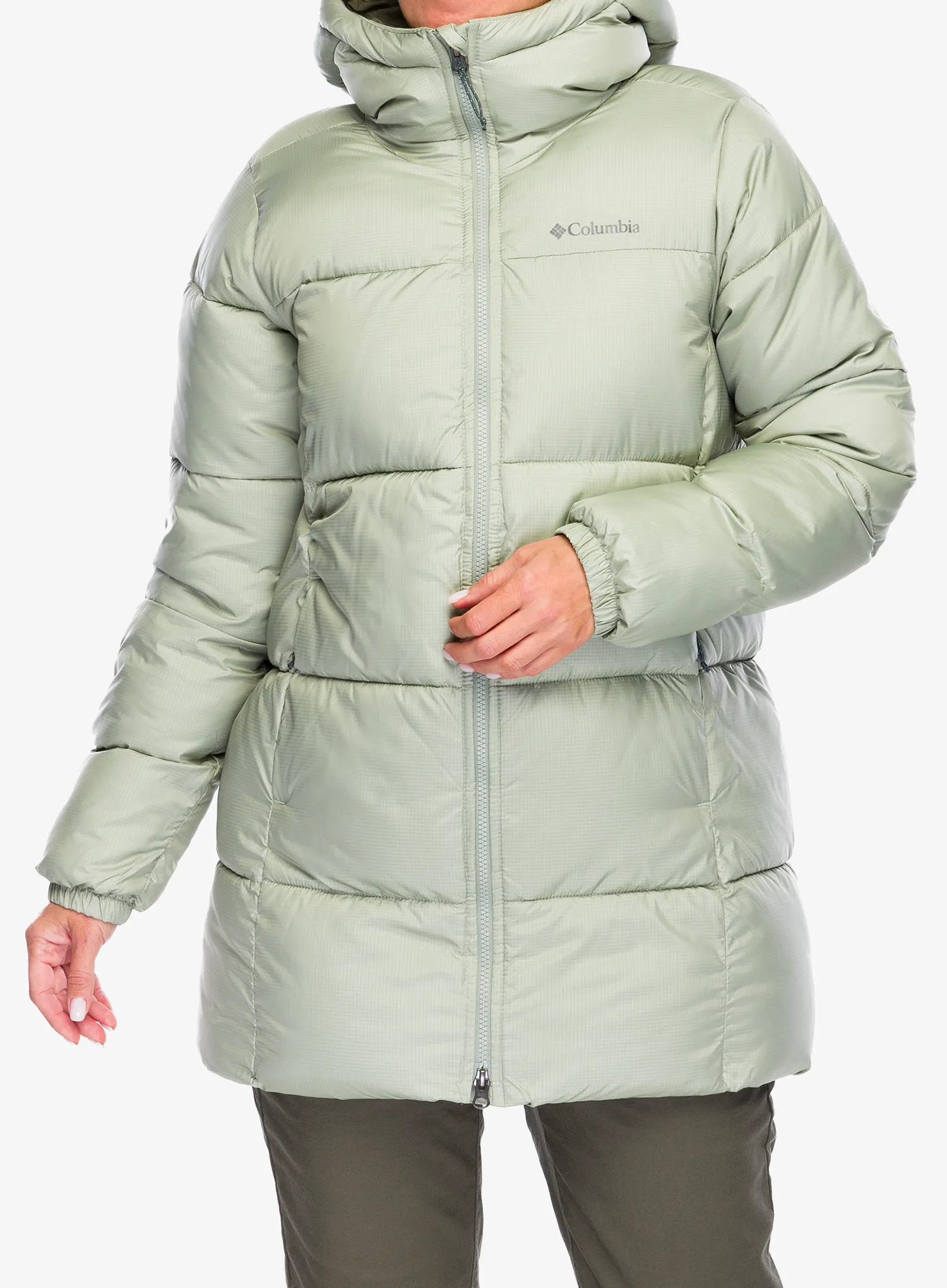 Dámský kabát Columbia Puffect II Mid Hooded Jacket - safari
