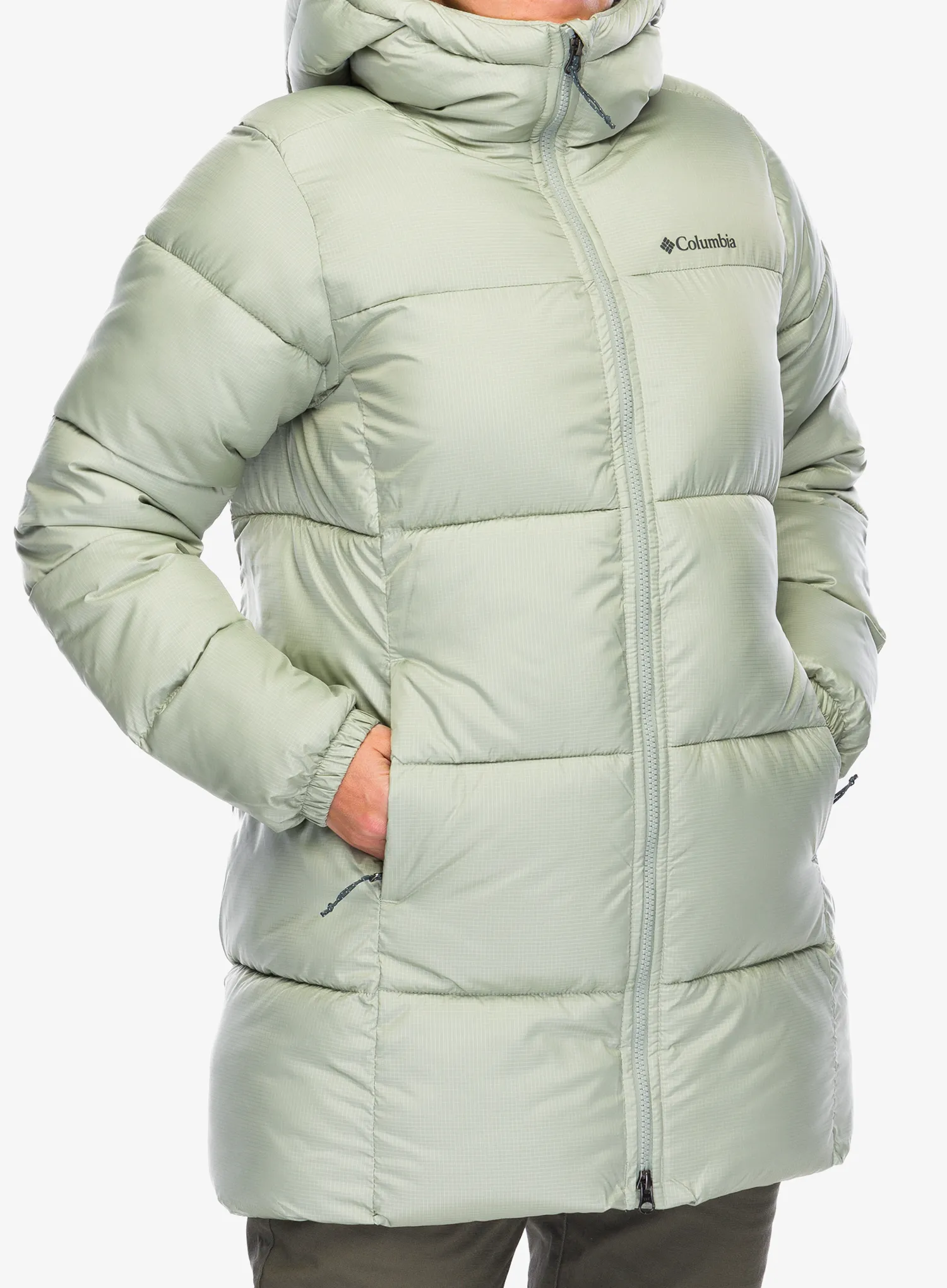 Dámský kabát Columbia Puffect II Mid Hooded Jacket - safari