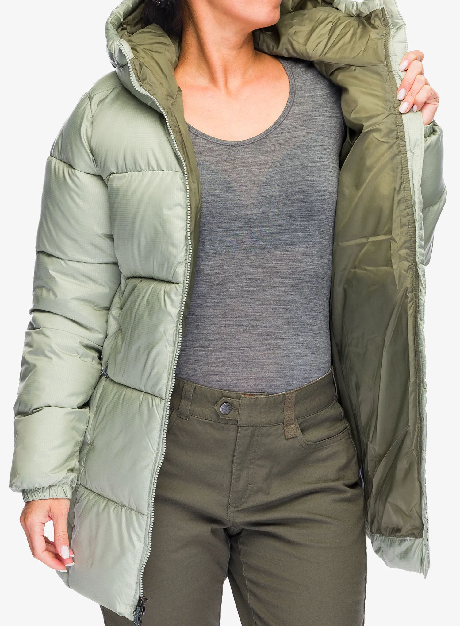 Dámský kabát Columbia Puffect II Mid Hooded Jacket - safari