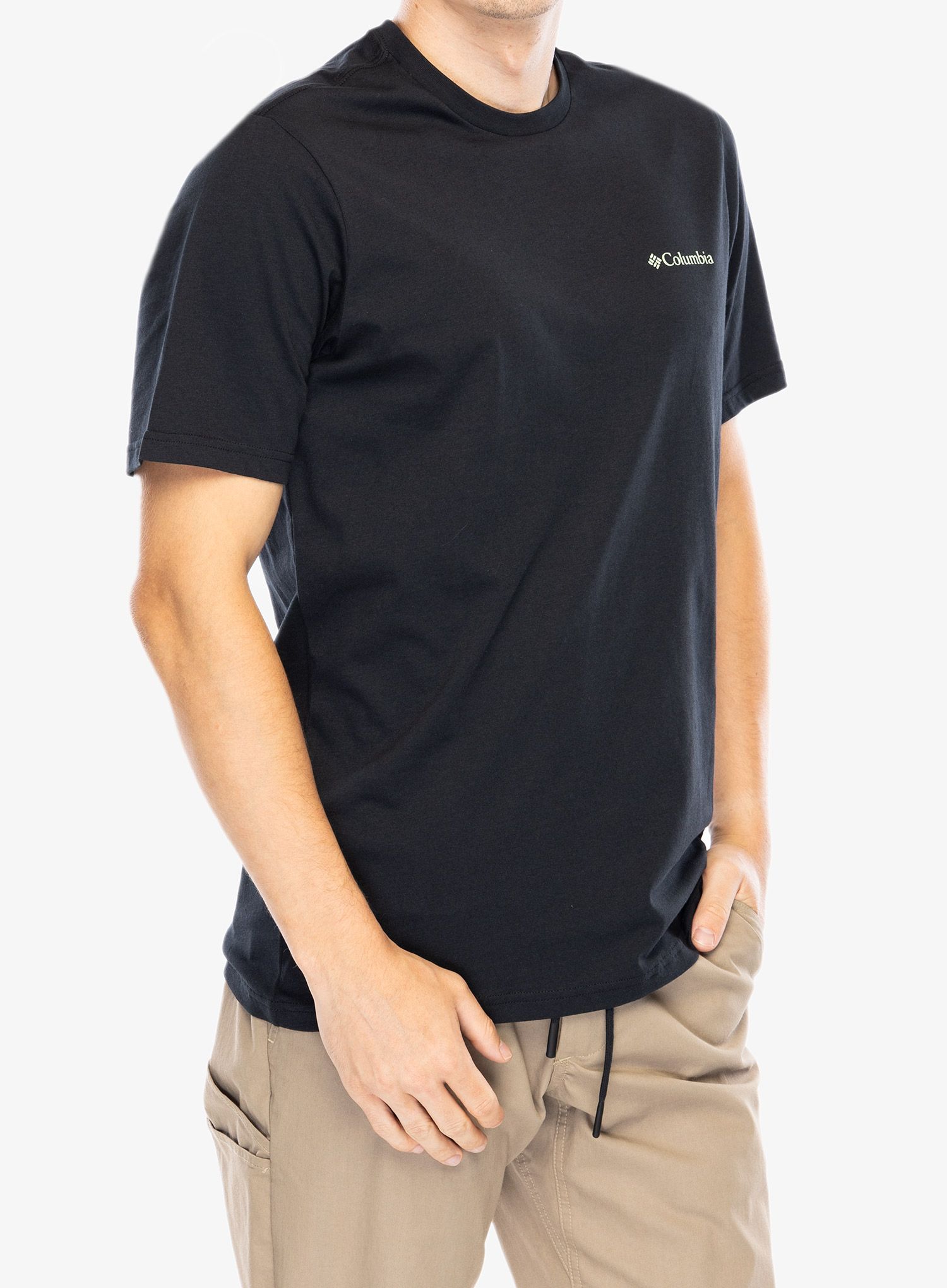Tričko s potiskem Columbia Rockaway River Back Graphic S/S Tee - black/rocky road