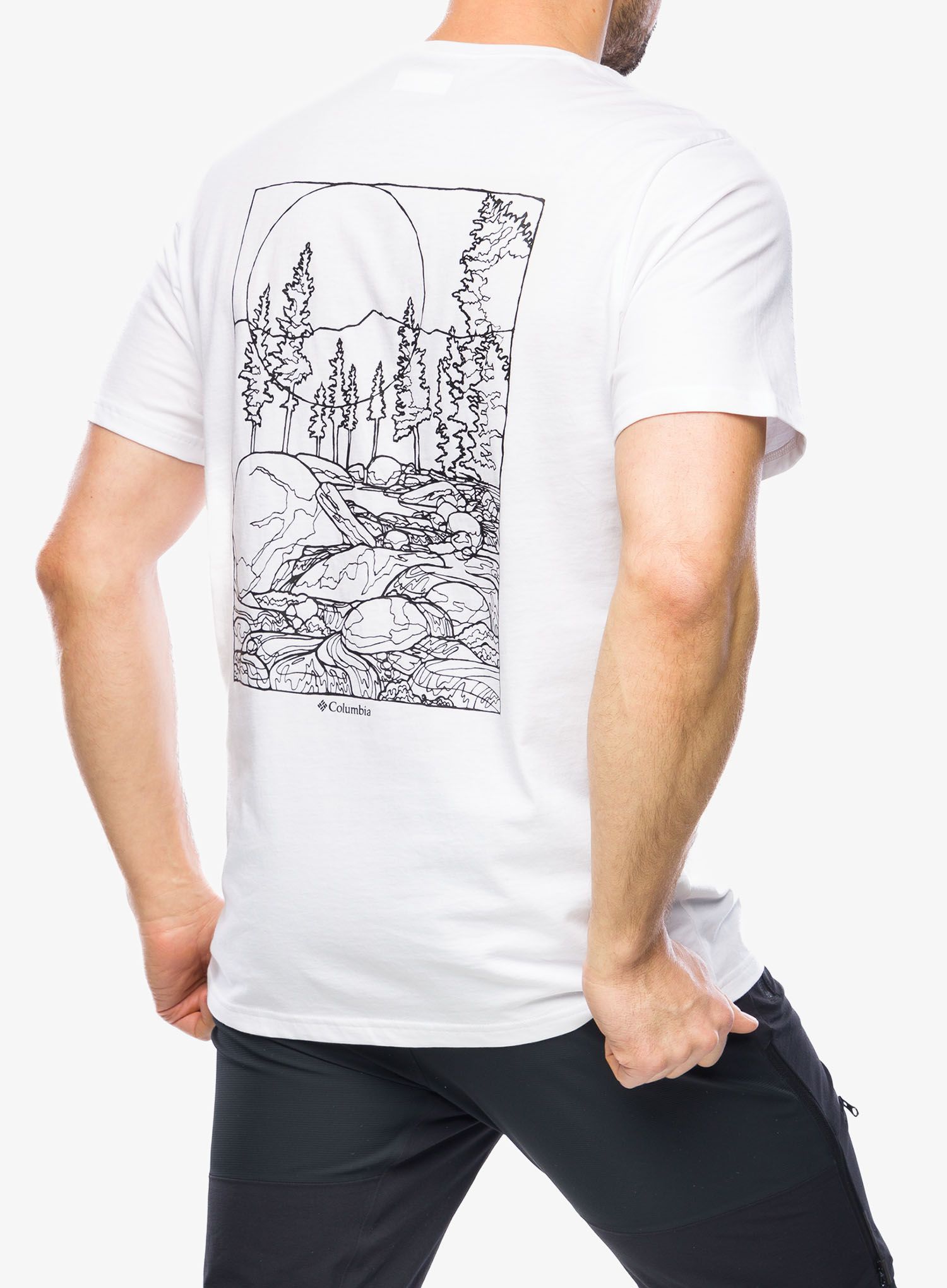 Bavlněné tričko Columbia Rockaway River Back Graphic S/S Tee - white/rocky road