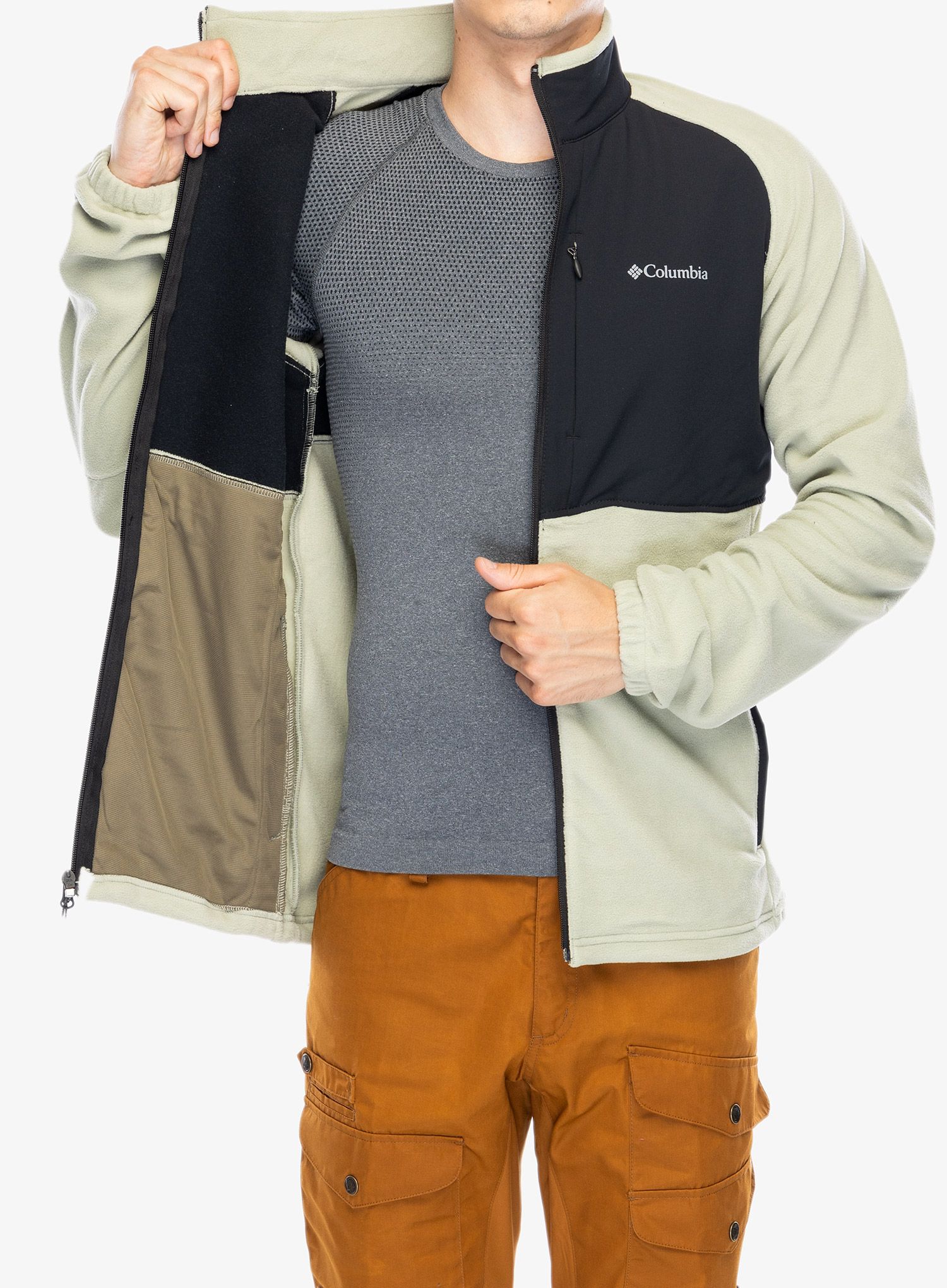 Fleece mikina Columbia Sage Peak Full Zip Fleece - safari/black