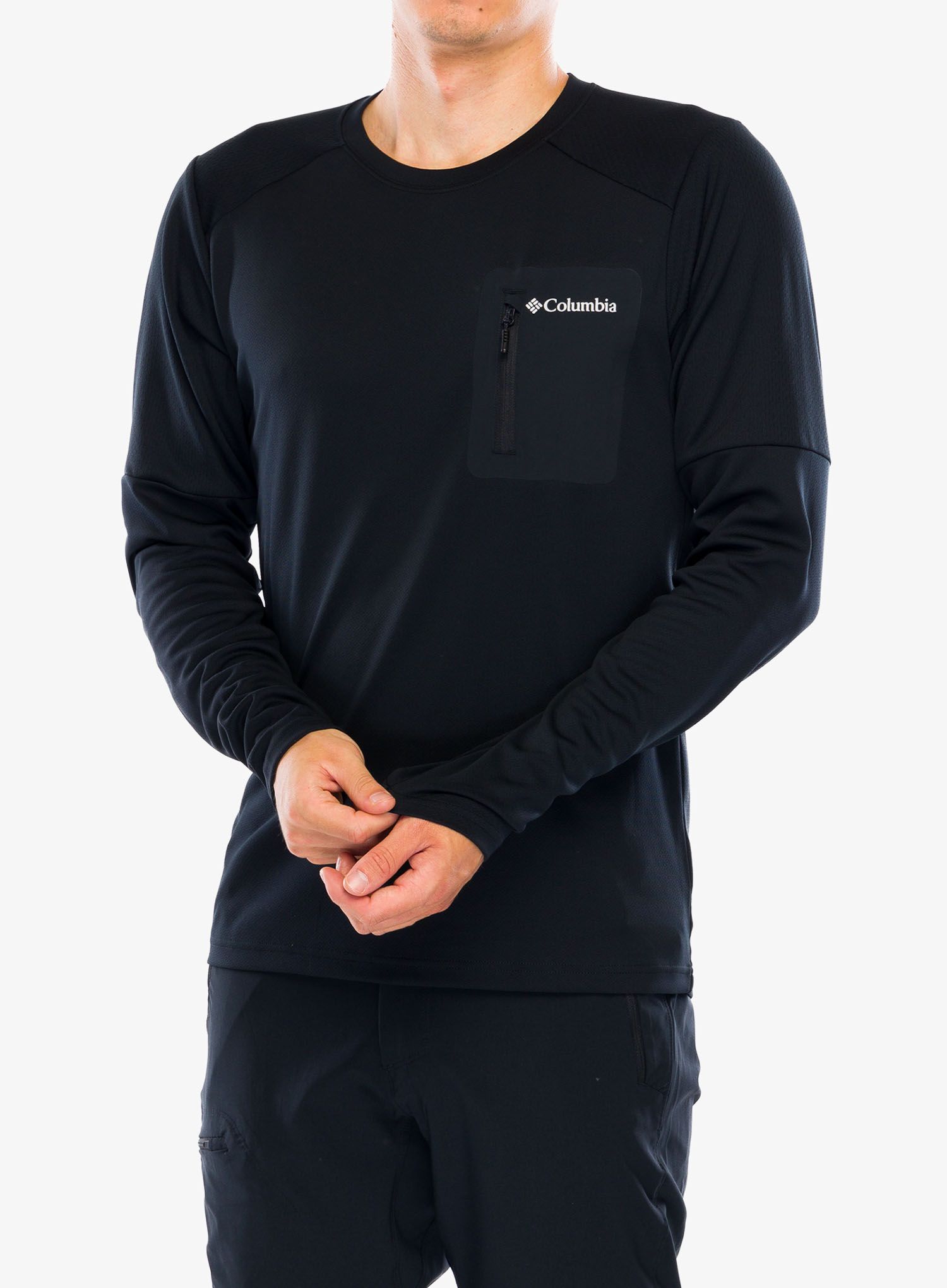 Mikina bez kapuce Columbia Tech Knit Long Sleeve Crew - black