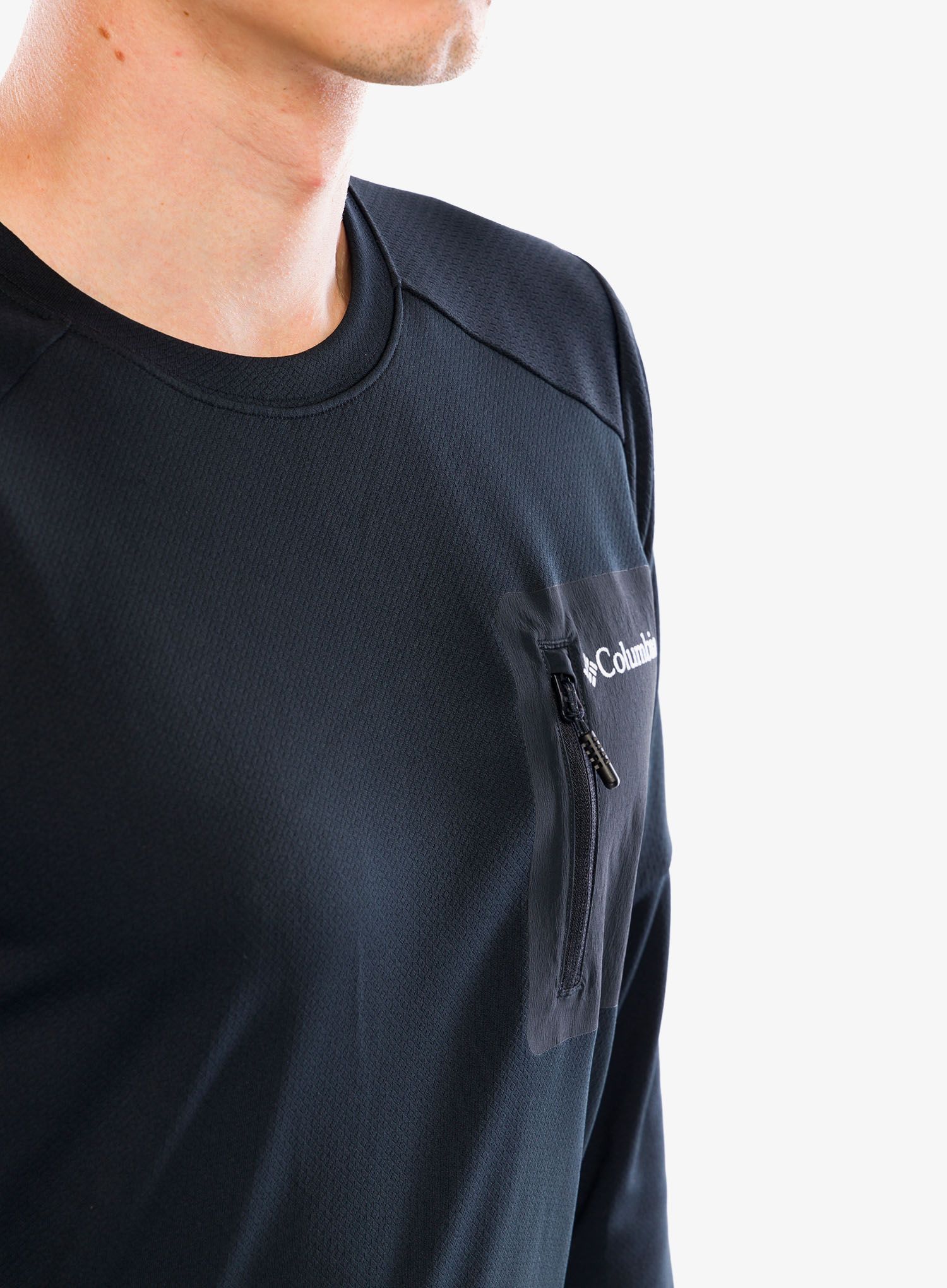 Mikina bez kapuce Columbia Tech Knit Long Sleeve Crew - black