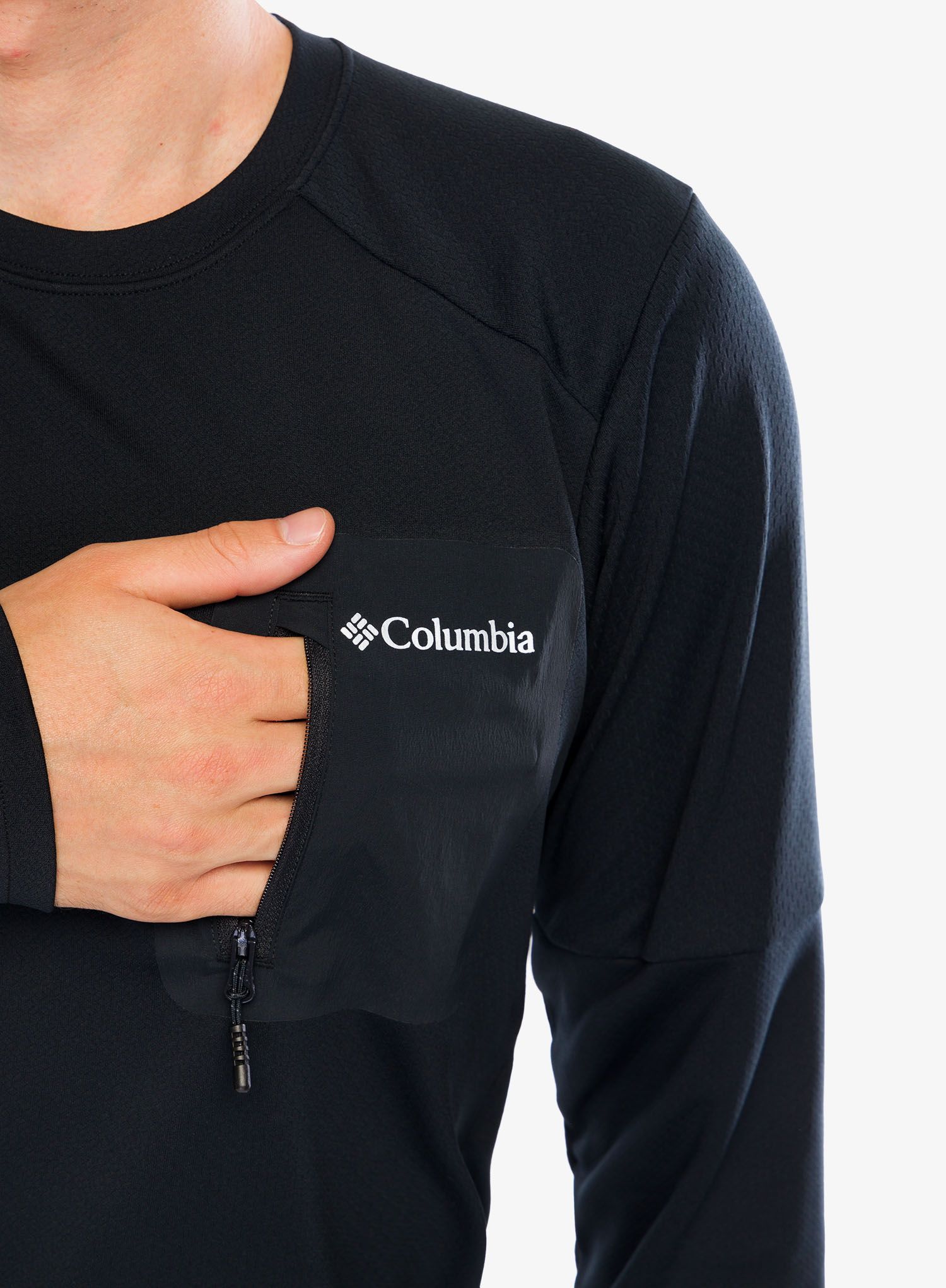 Mikina bez kapuce Columbia Tech Knit Long Sleeve Crew - black